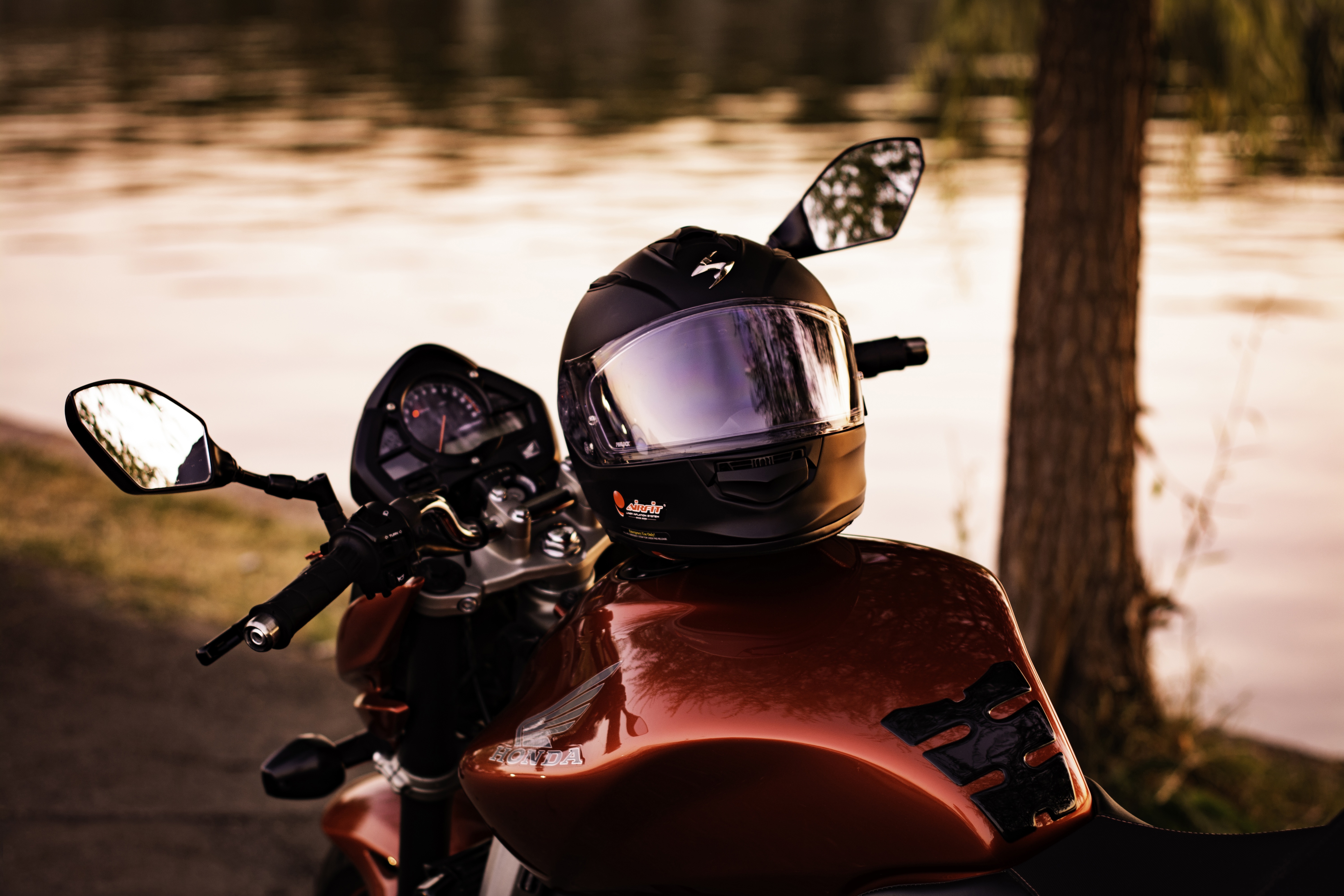 Honda motorcycles, motorcycle, bike, helmet 8k Backgrounds