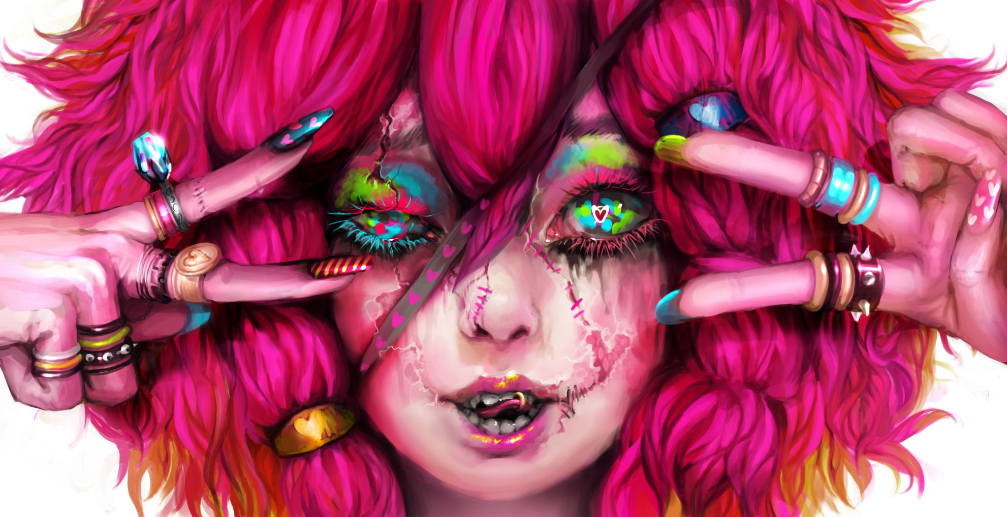HD desktop wallpaper: Halloween, Pink, Dark, Ring, Creature, Monster, Women  download free picture #772969