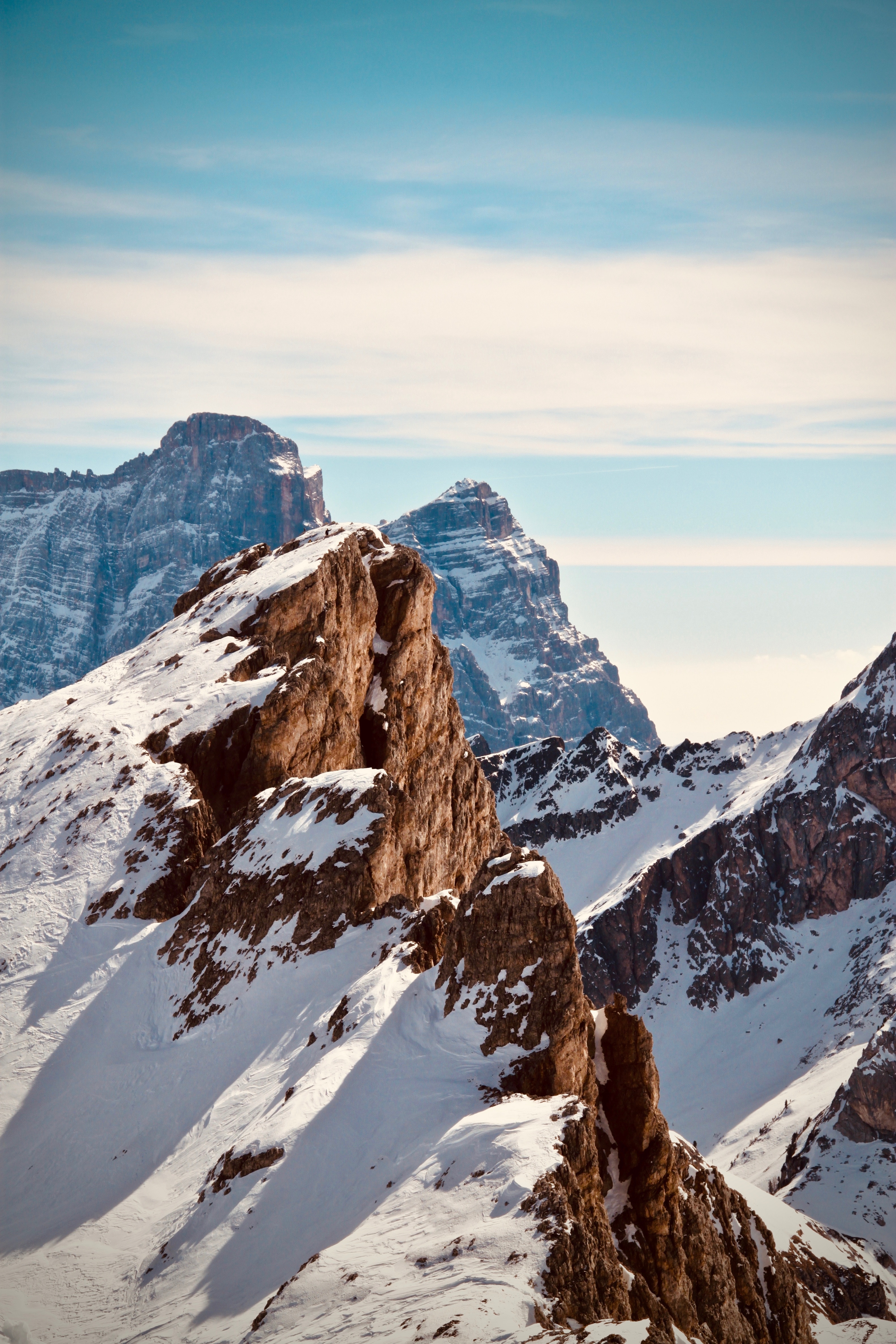 106932 скачать обои природа, небо, снег, гора, вершина, пик, заснеженный - заставки и картинки бесплатно