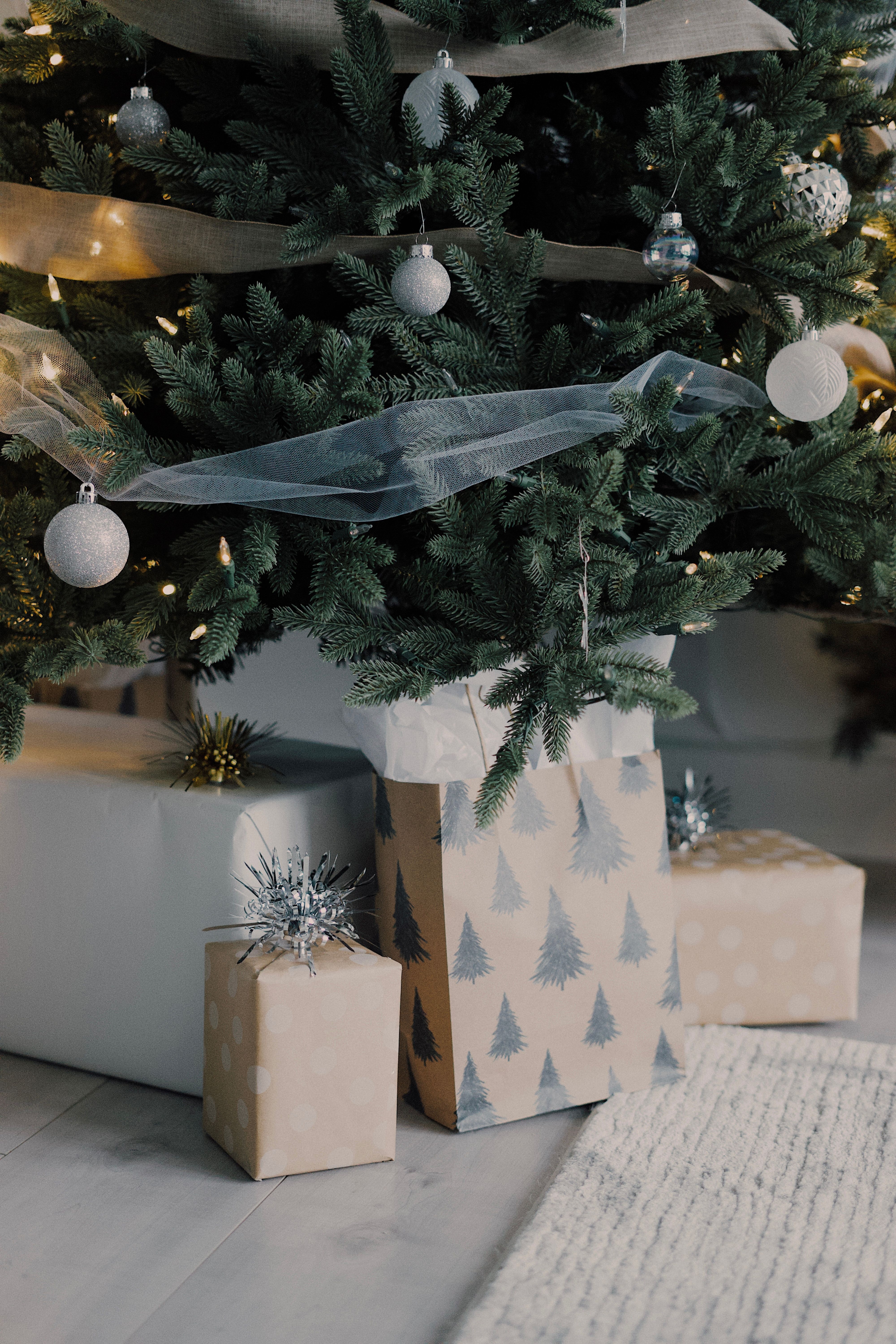 Christmas christmas tree, boxes, holidays, decorations Free Stock Photos