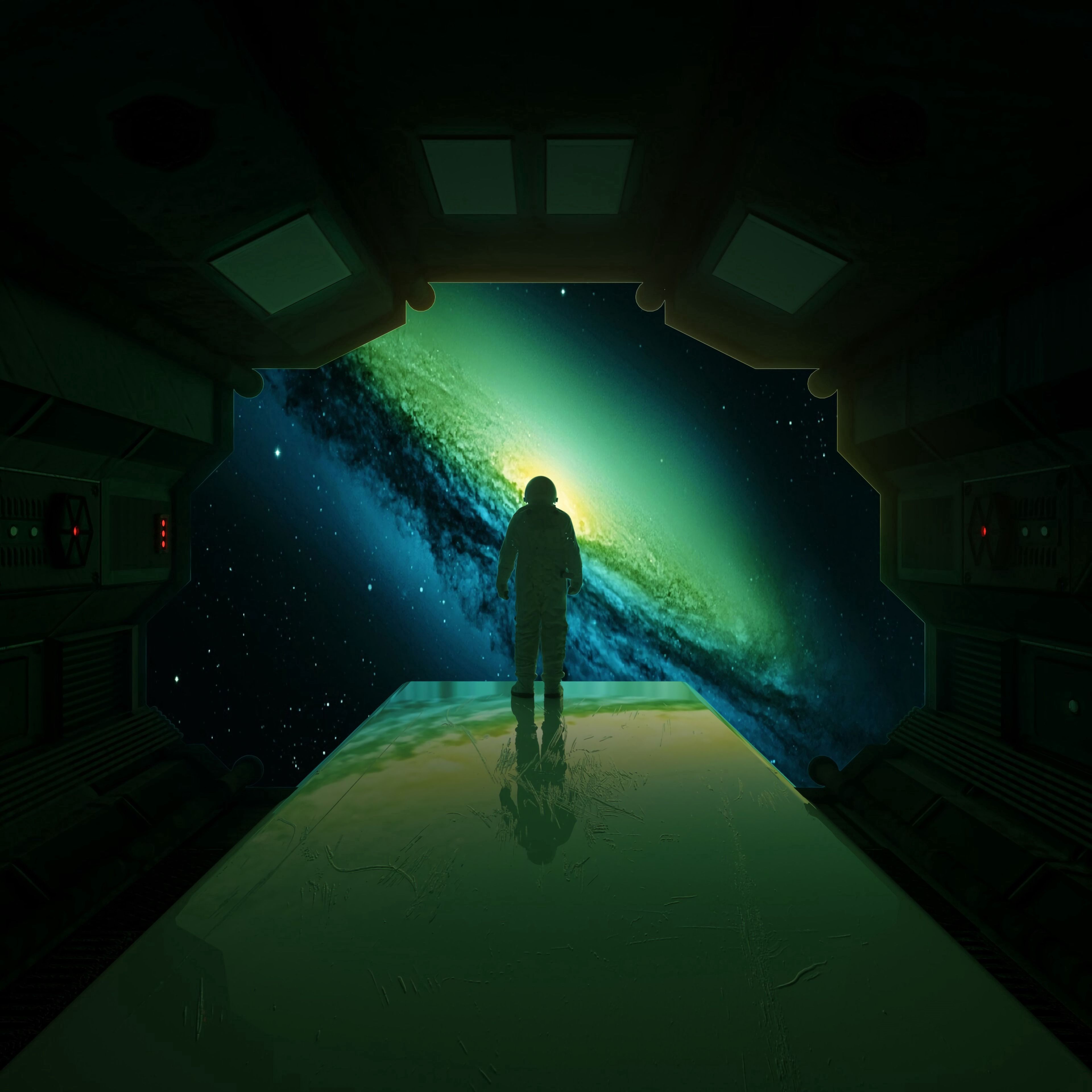 Mobile wallpaper galaxy, universe, silhouette, cosmonaut, open space