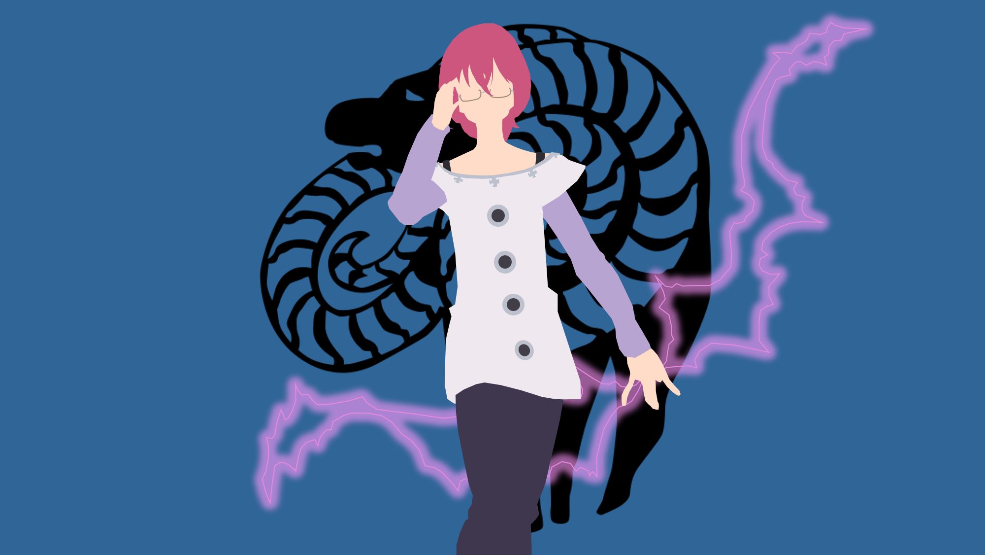 anime, minimalist, pink hair, the seven deadly sins Panoramic Wallpapers