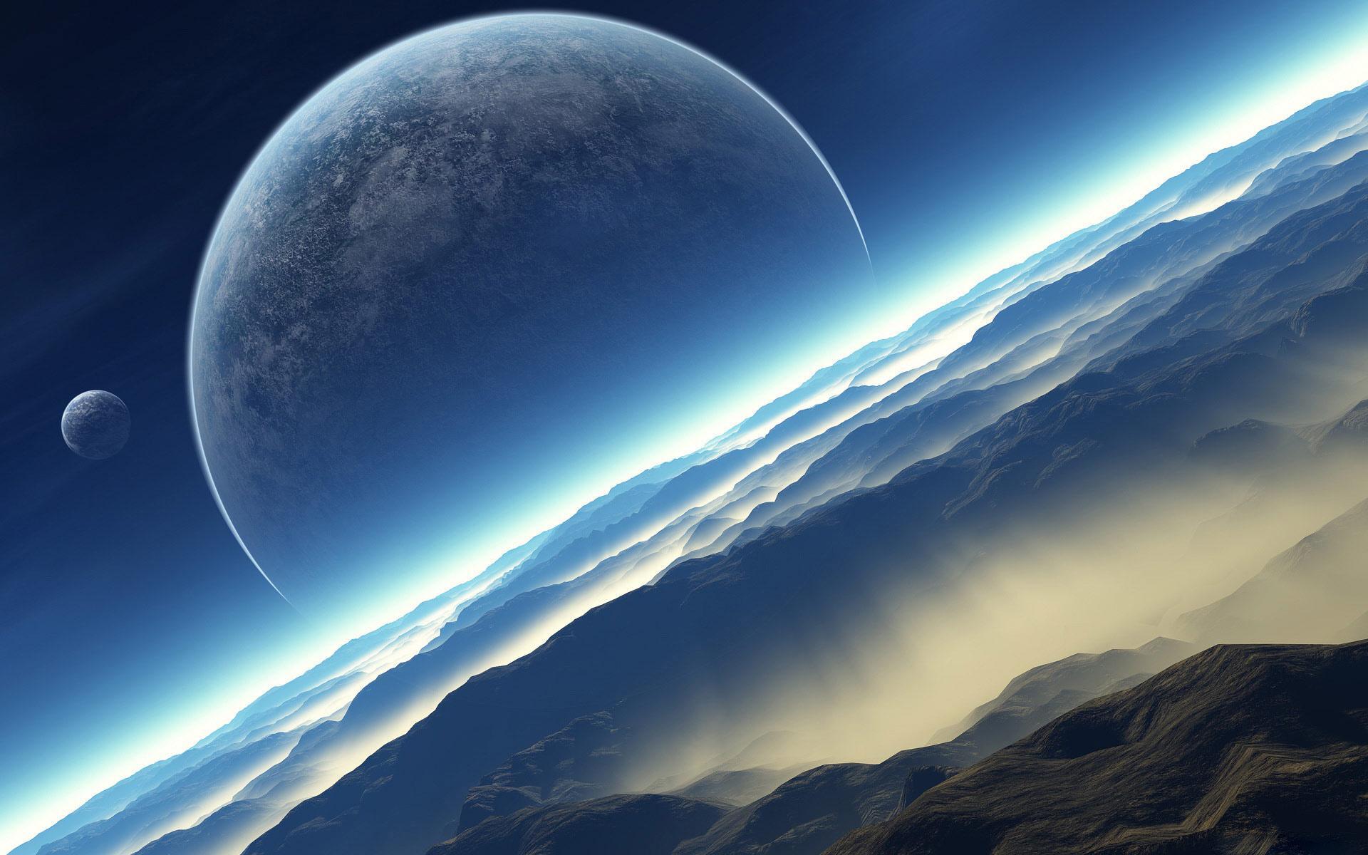 sci fi, planet rise, basket, landscape, planet, space