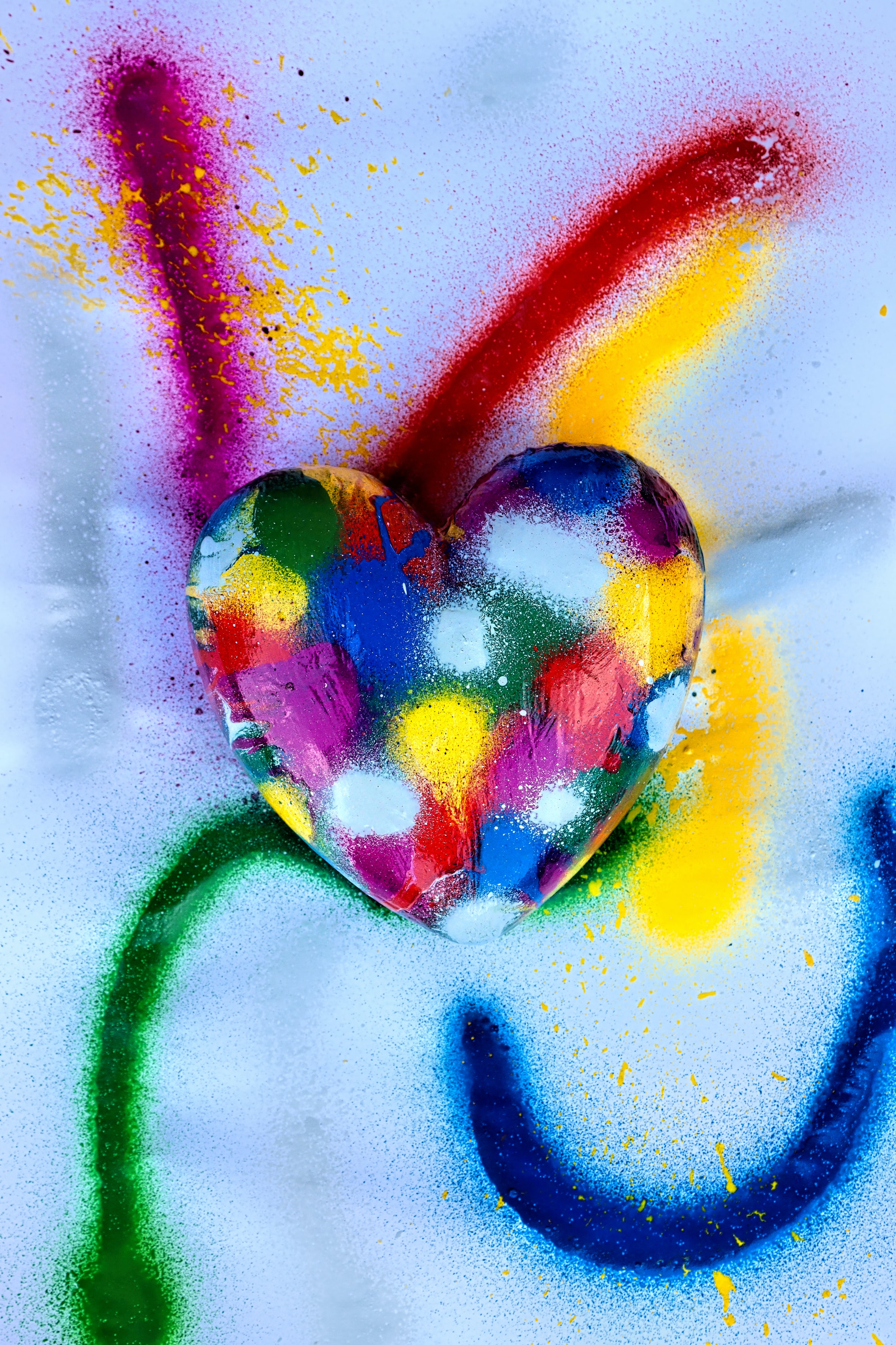 32k Wallpaper Love paint, heart, motley, multicolored