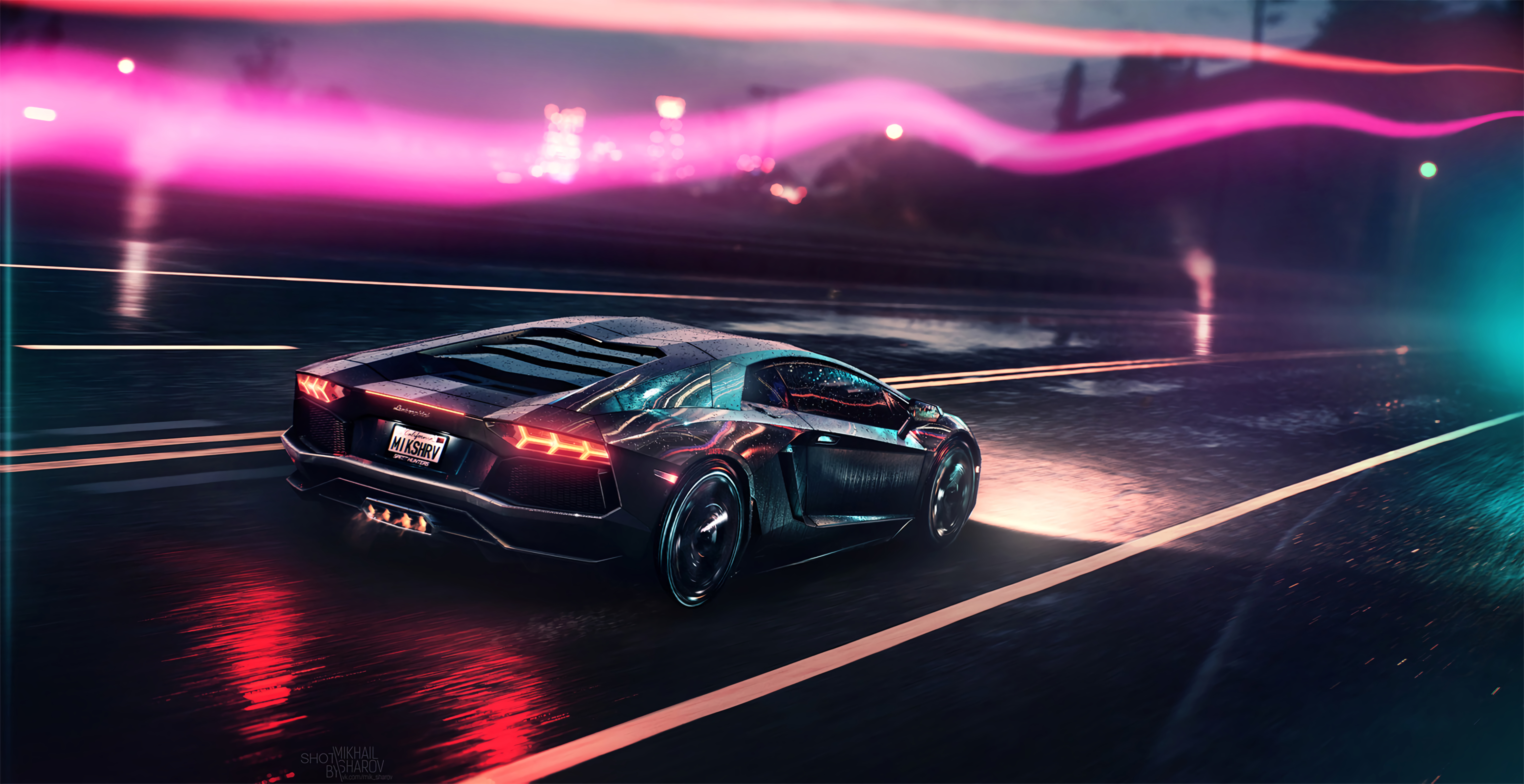 87013 download wallpaper sports, night, lamborghini, cars, lights, grey, sports car, side view, track, route, lamborghini aventador screensavers and pictures for free