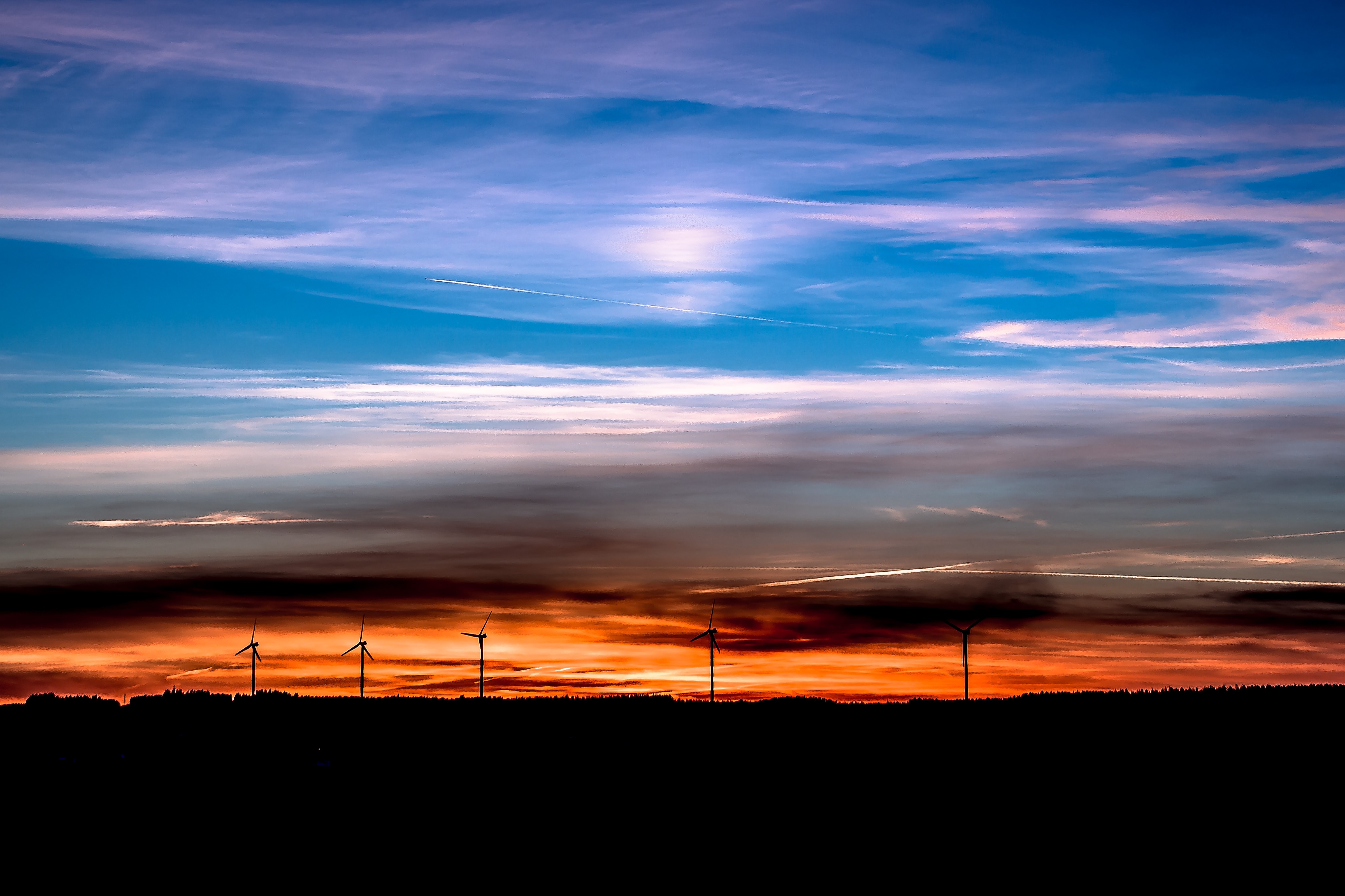 nature, sunset, horizon, handsomely, it's beautiful, windmills Free Stock Photo