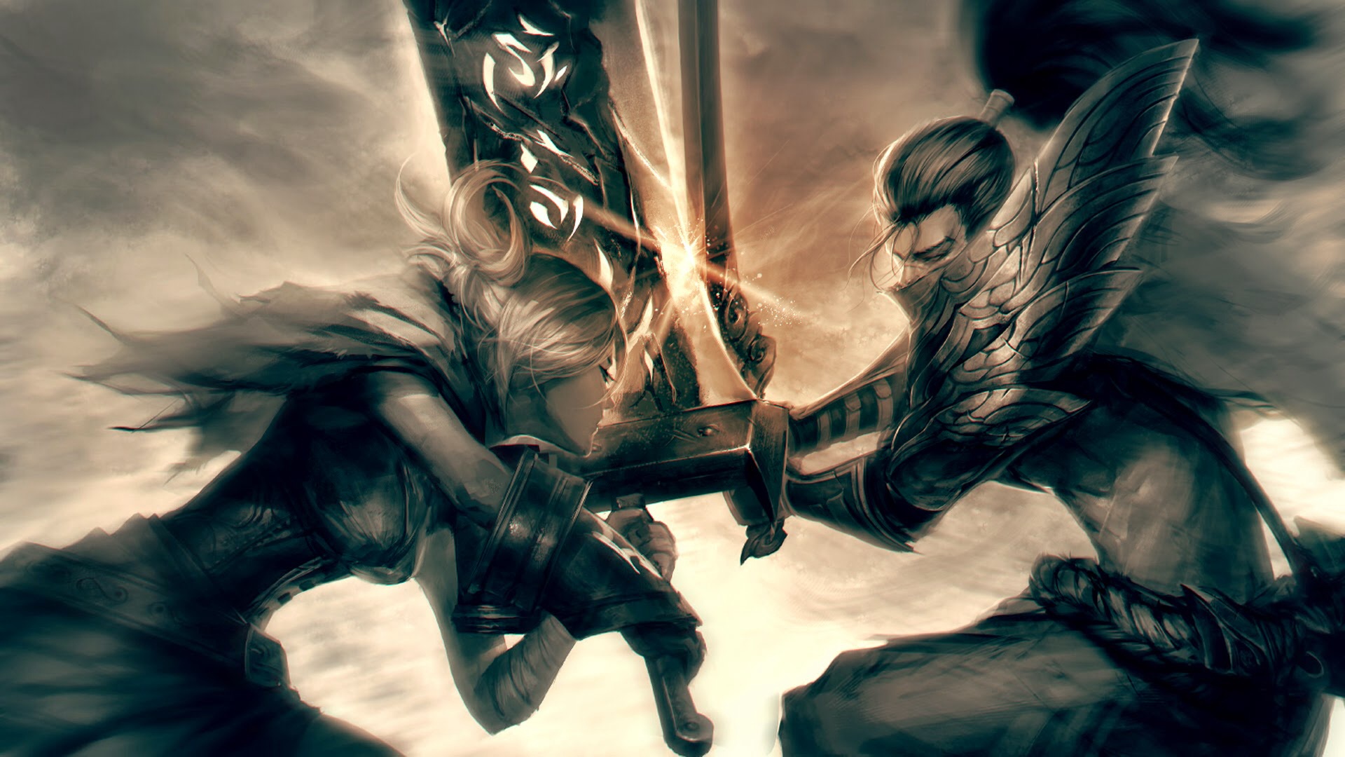 wallpapers video game, league of legends, riven (league of legends), yasuo (league of legends)