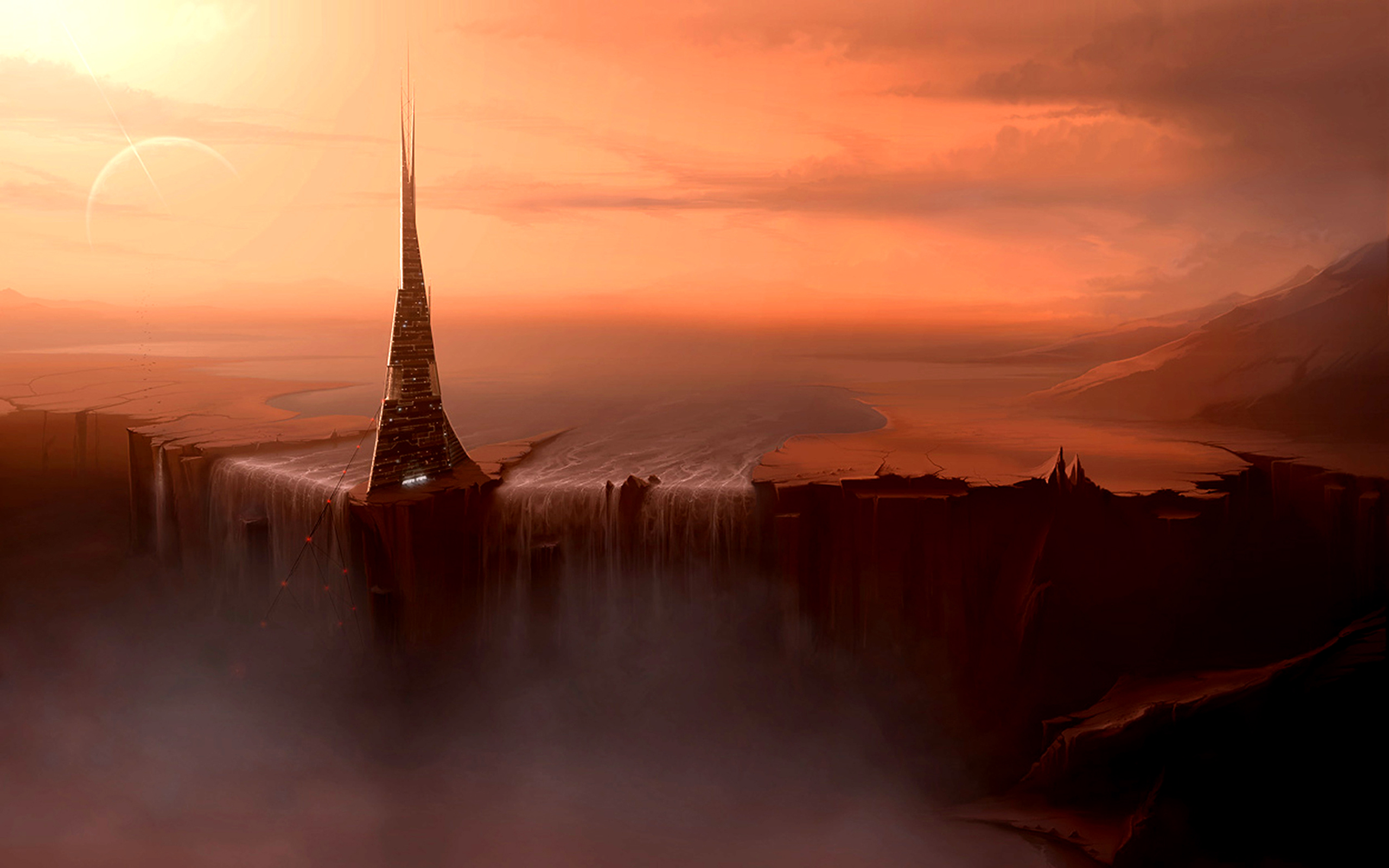 landscape, tower, fantasy, sci fi Free Stock Photo