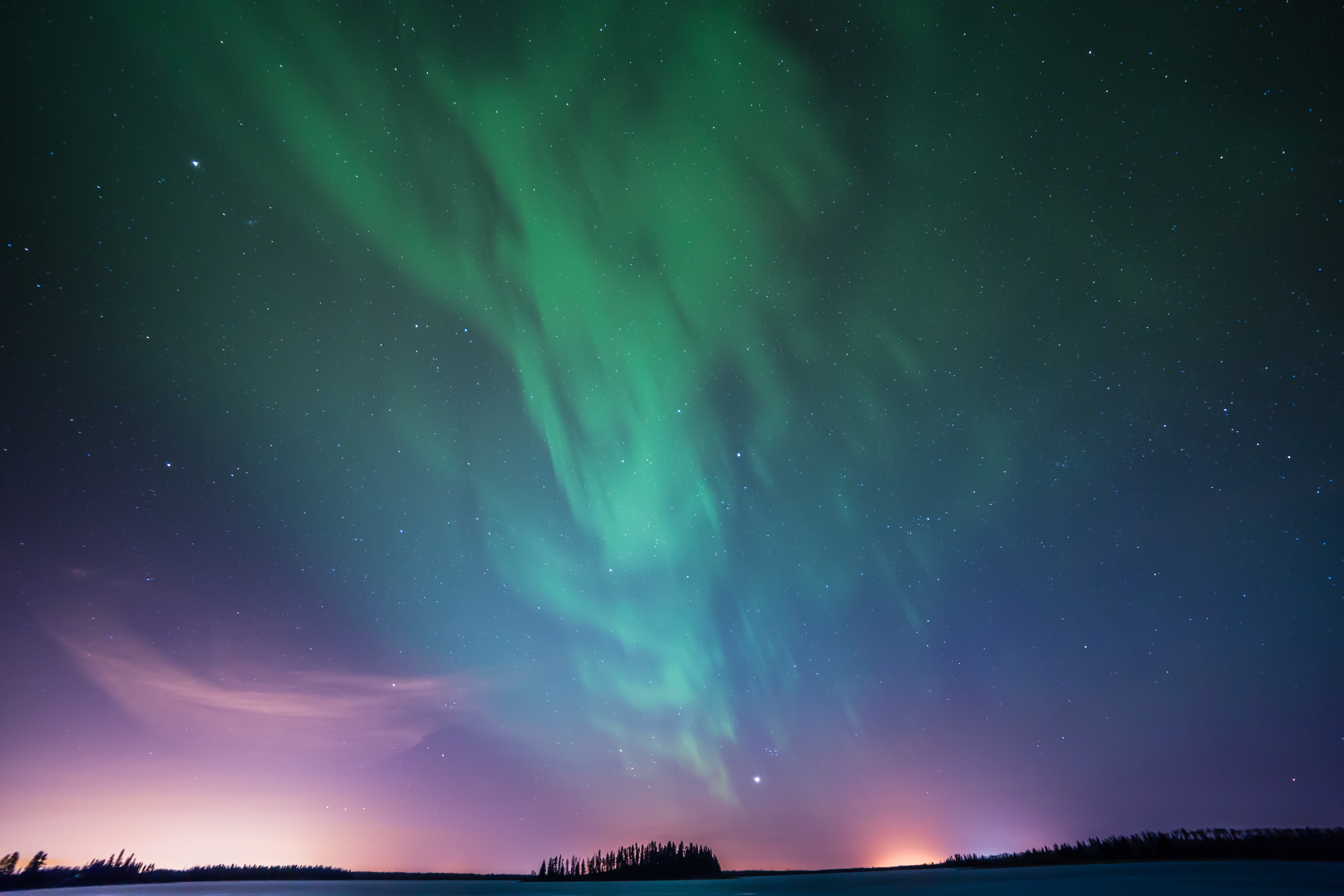 aurora borealis, landscape, sky, night, dark, northern lights, aurora Phone Background