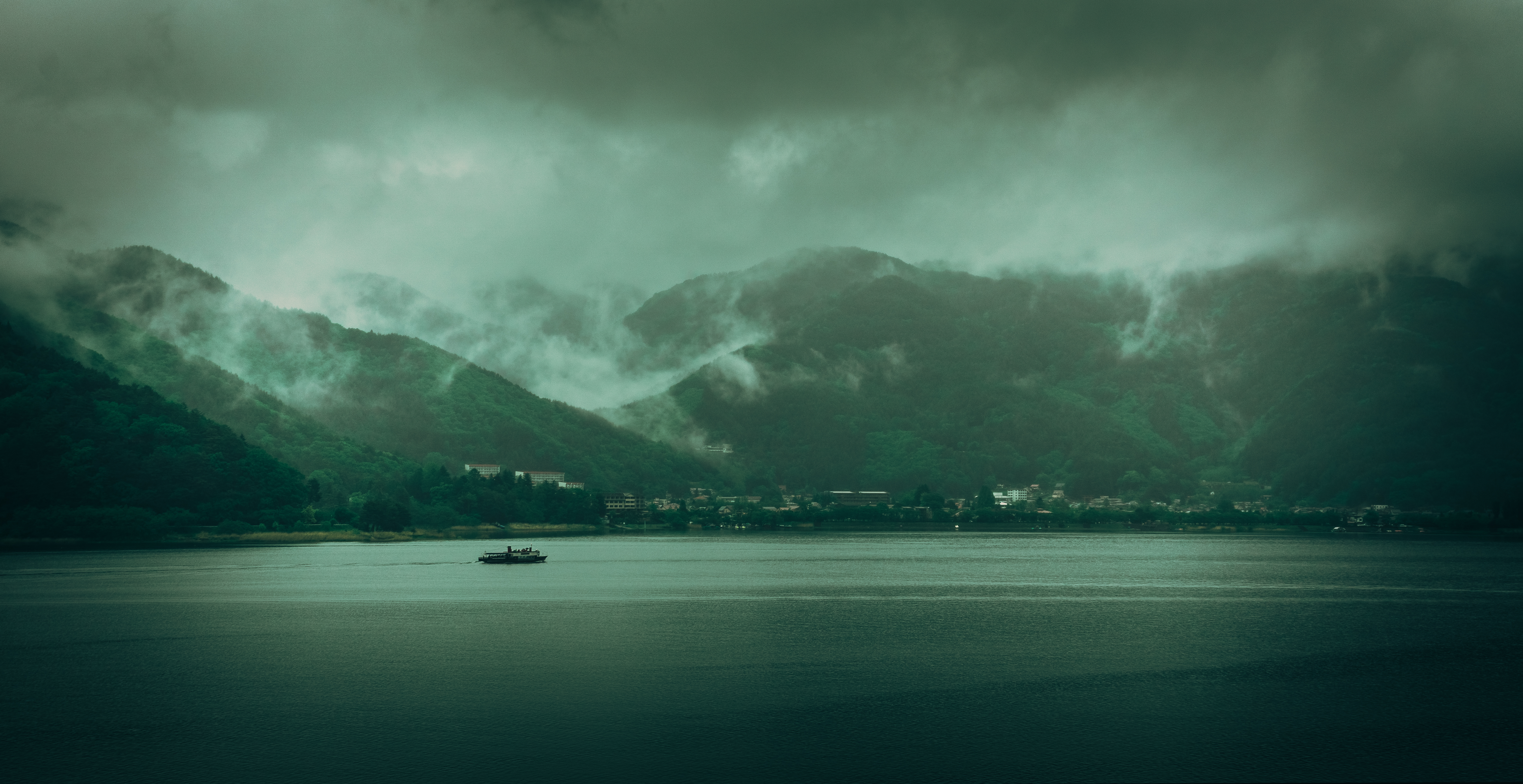 landscape, lake, hills, fog New Lock Screen Backgrounds