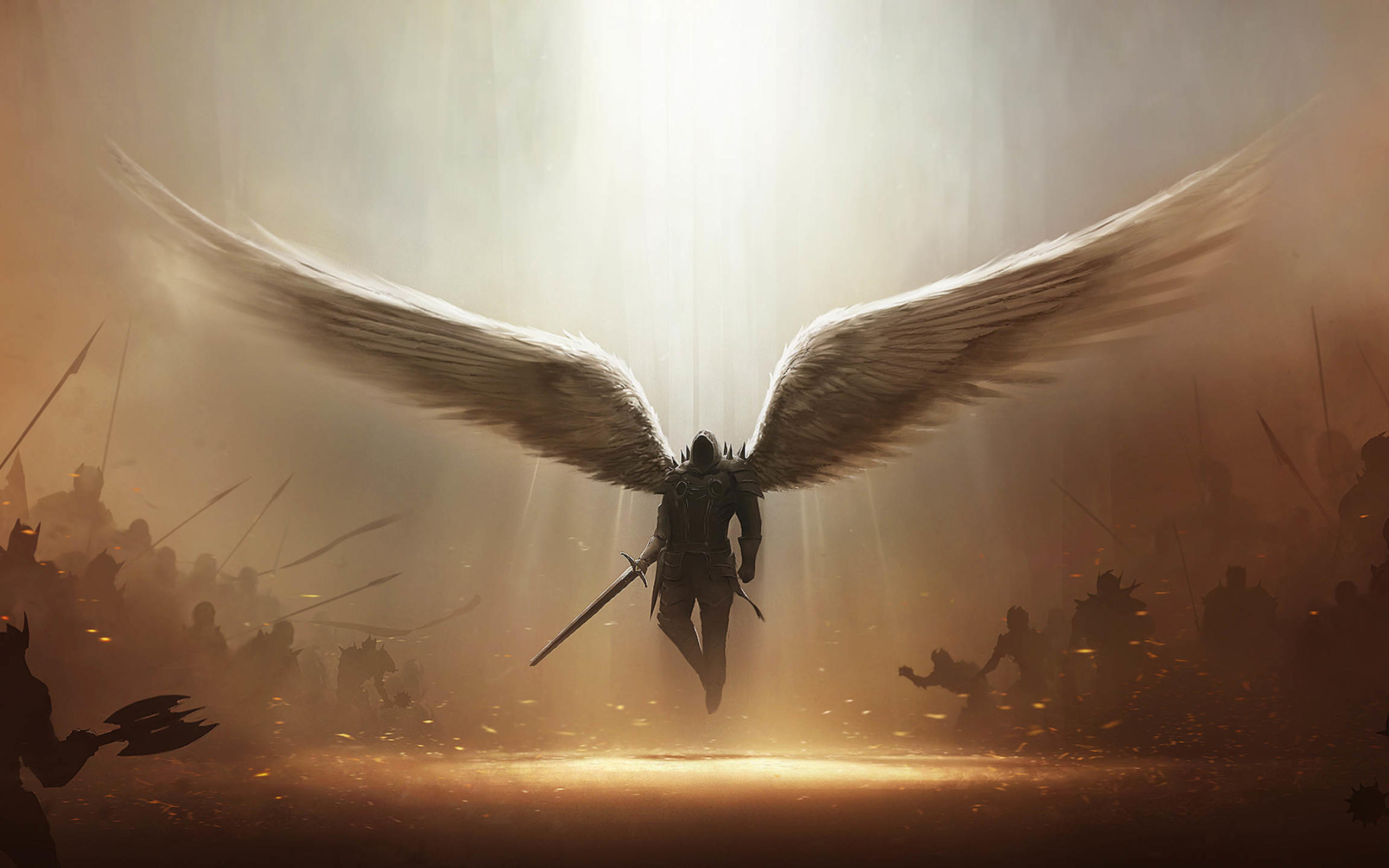 angel warrior, demon, video game, tyrael (diablo iii), wings, angel, diablo, diablo iii