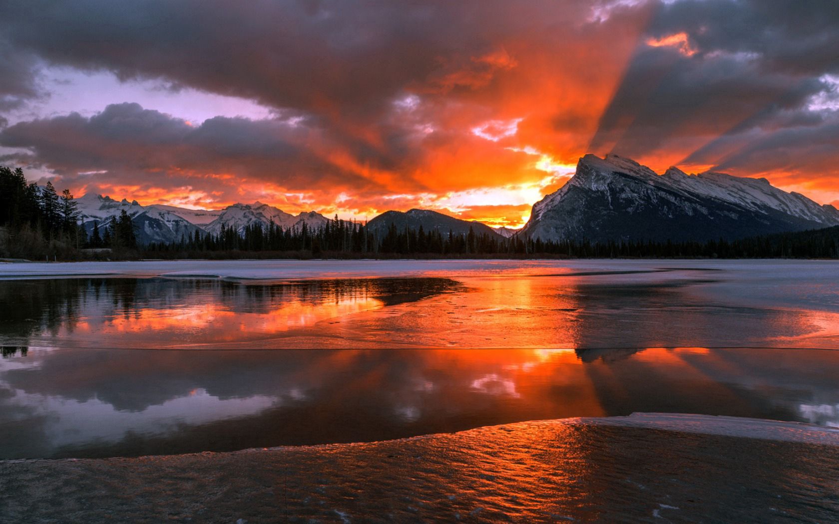 152056 Hintergrundbild herunterladen natur, morgendämmerung, kanada, albert, alberta, banff-nationalpark - Bildschirmschoner und Bilder kostenlos