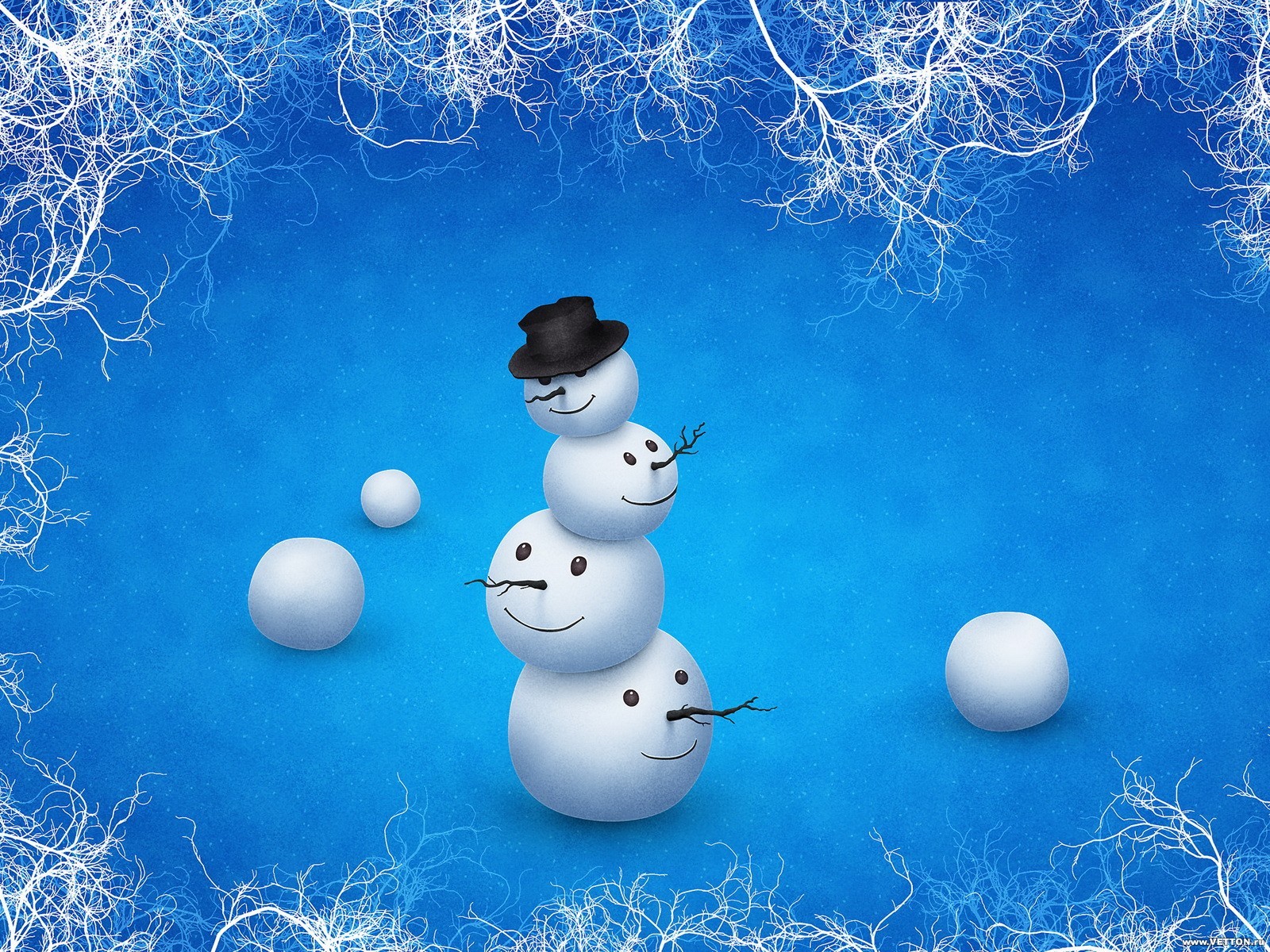10737 скачать обои снеговики, новый год (new year), рождество (christmas xmas), зима, рисунки, праздники, синие - заставки и картинки бесплатно
