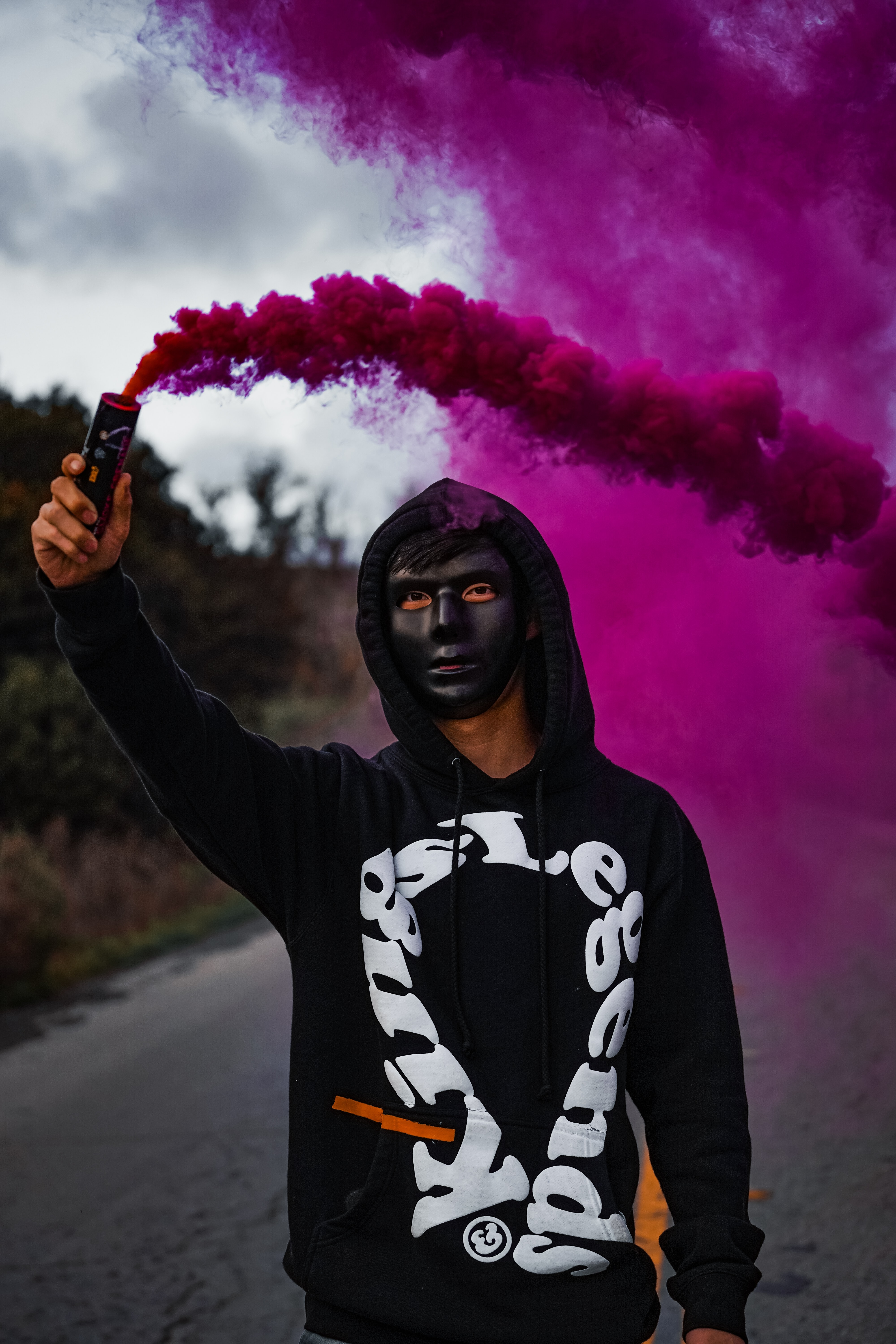 mask, miscellanea, miscellaneous, colored smoke, coloured smoke, hood
