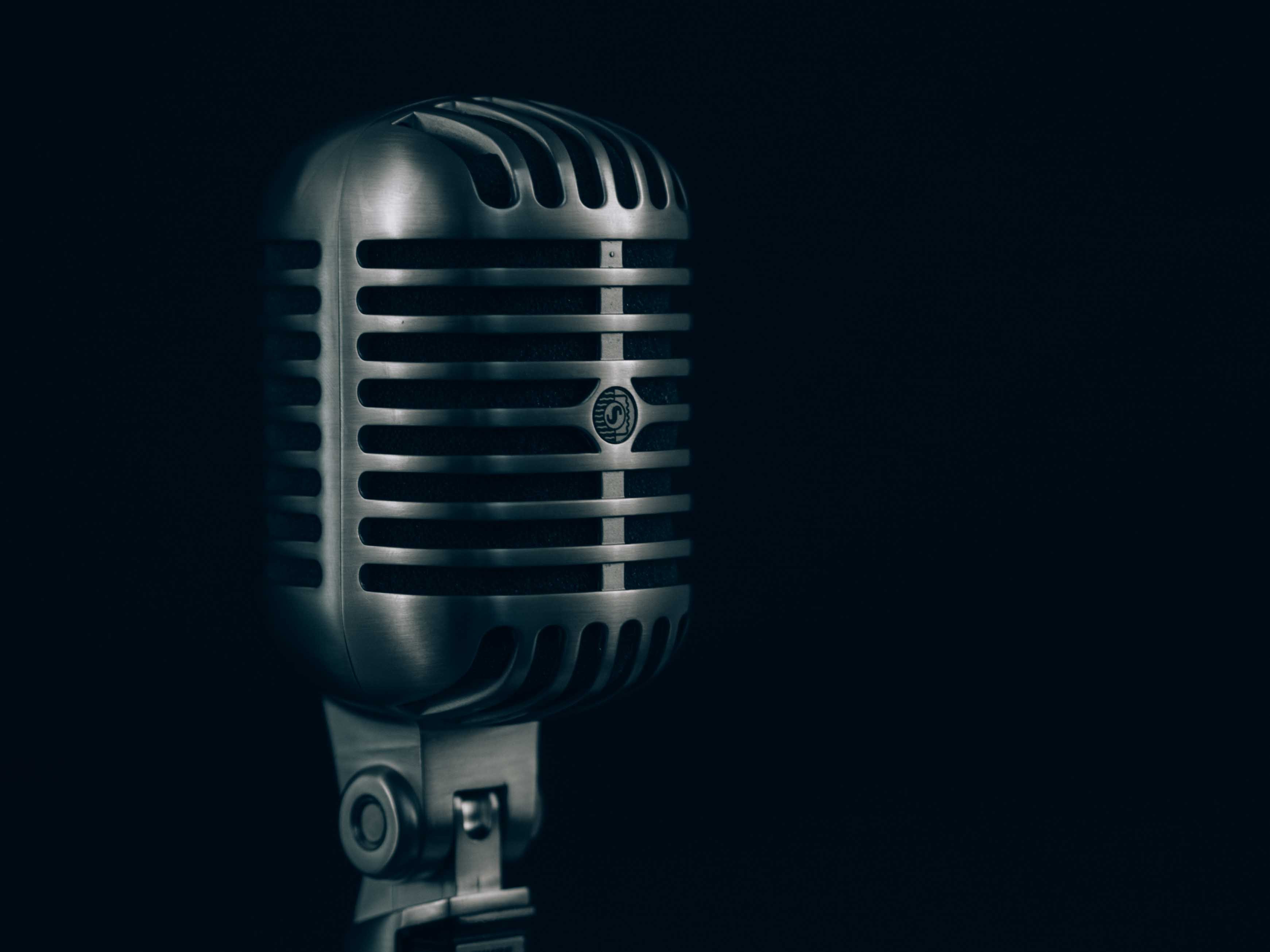 music, microphone, dark background, device wallpaper for mobile
