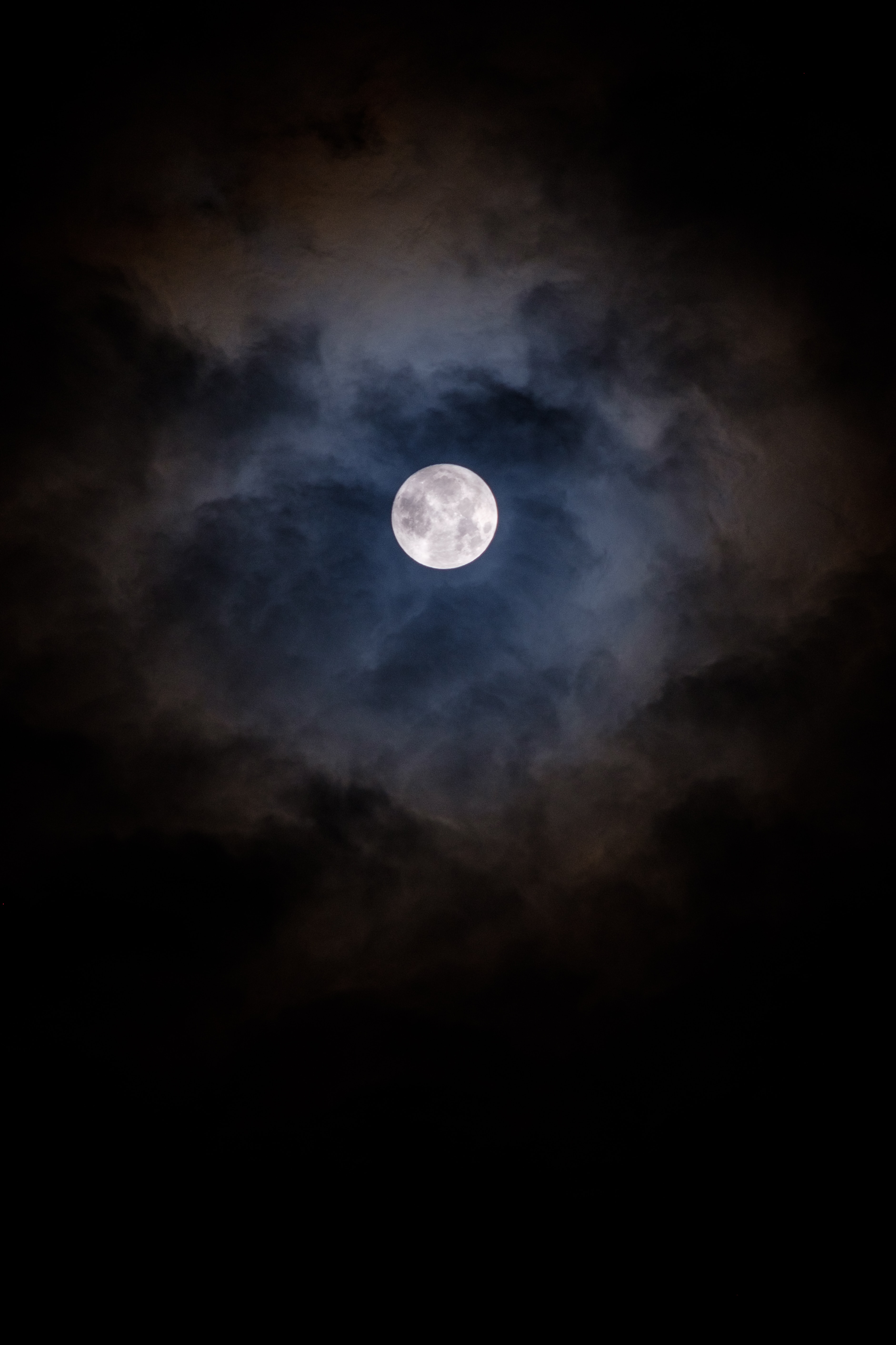 moon, moonlight, night, dark, clouds