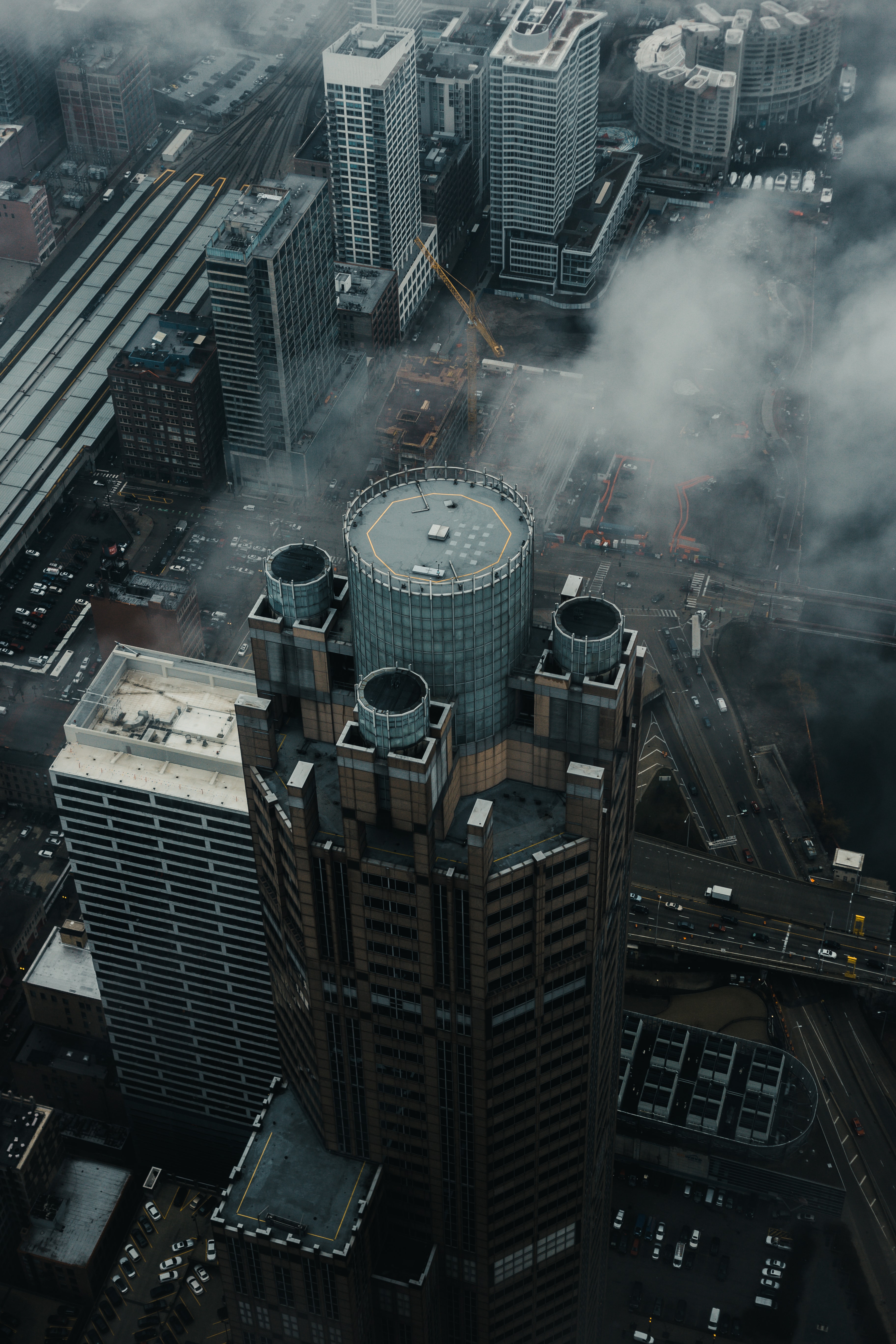 cities, city, building, dark, gloomy 5K