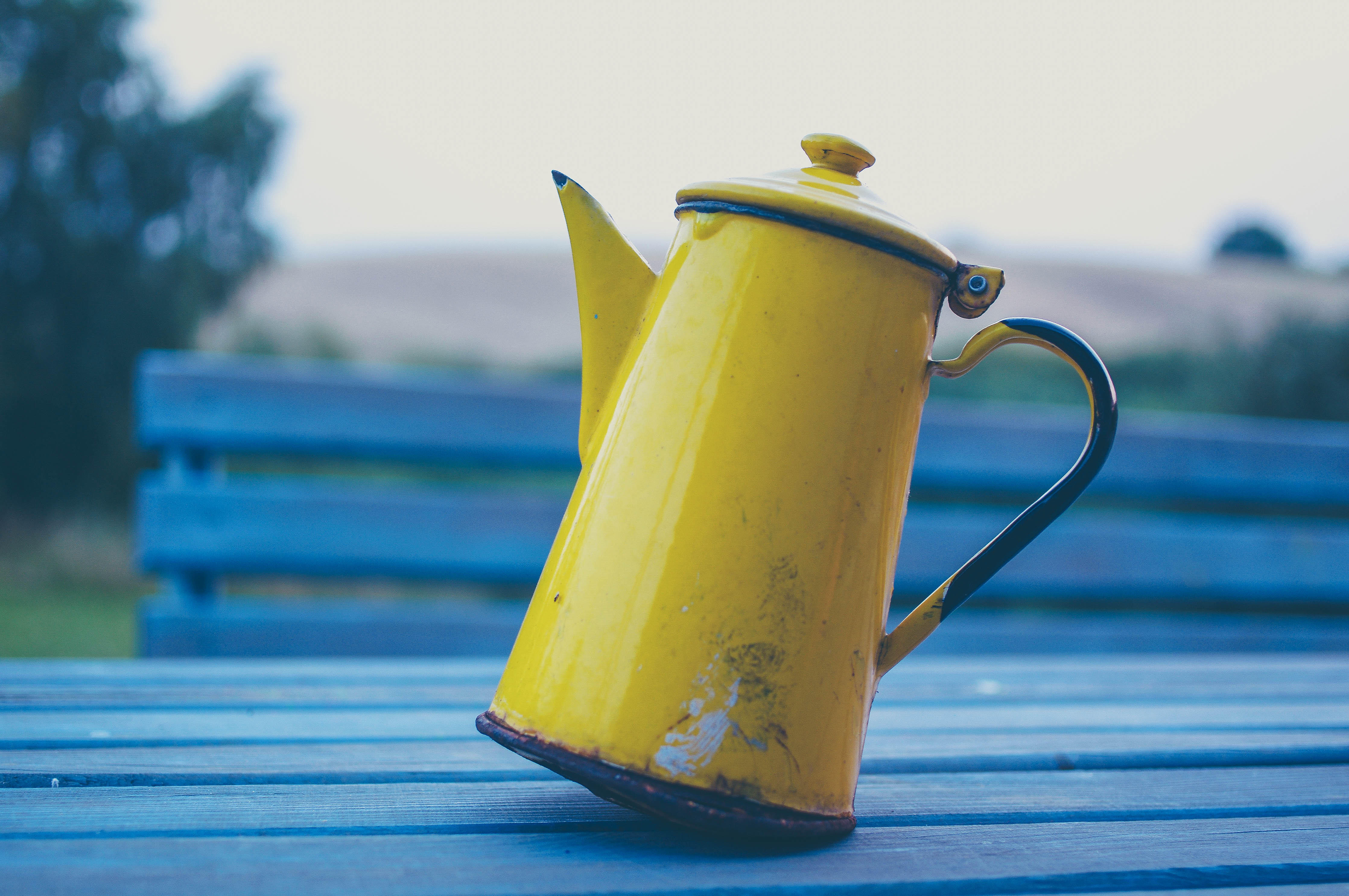 yellow, miscellanea, miscellaneous, table, teapot, kettle Phone Background