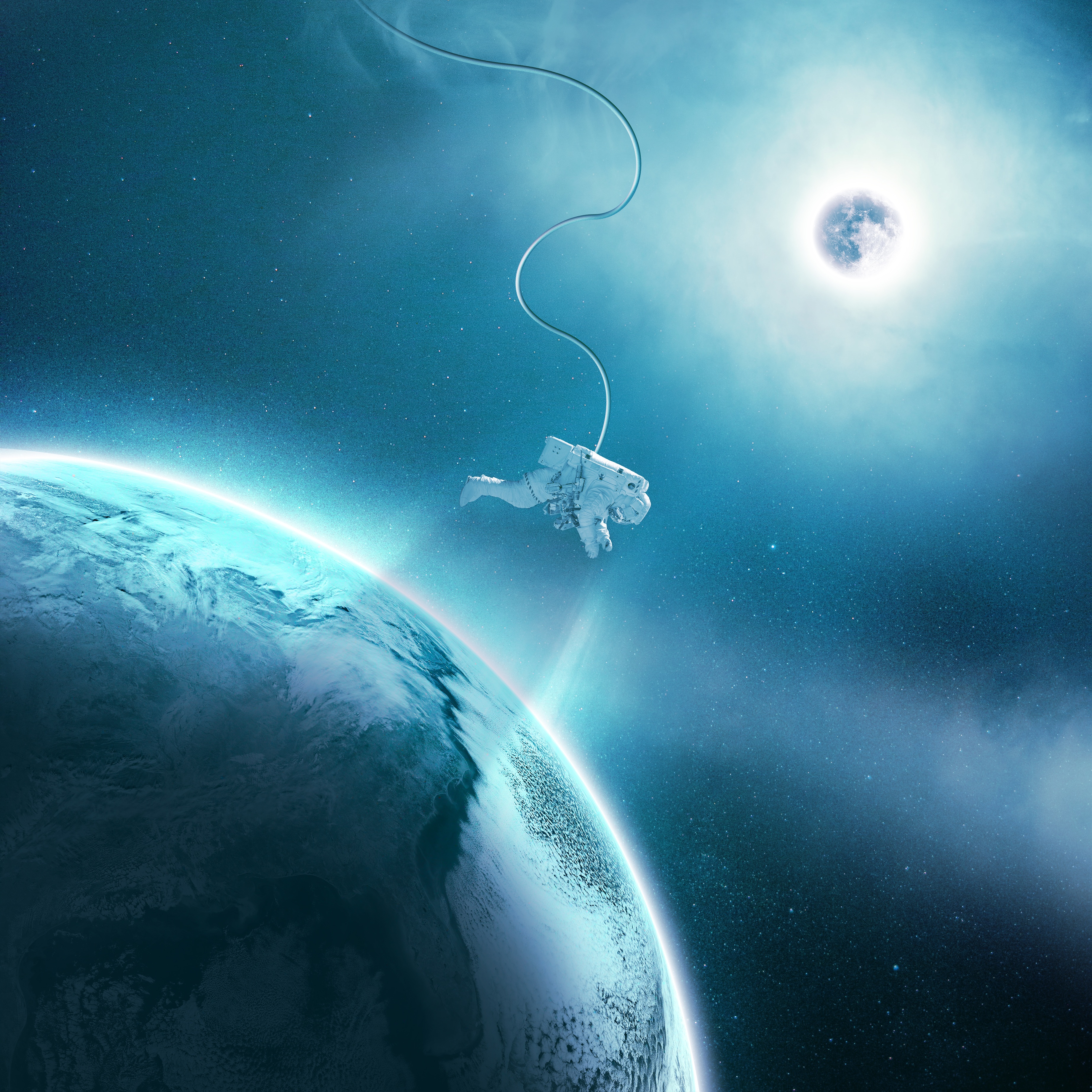 iPhone background spacesuit, space suit, planet, flight