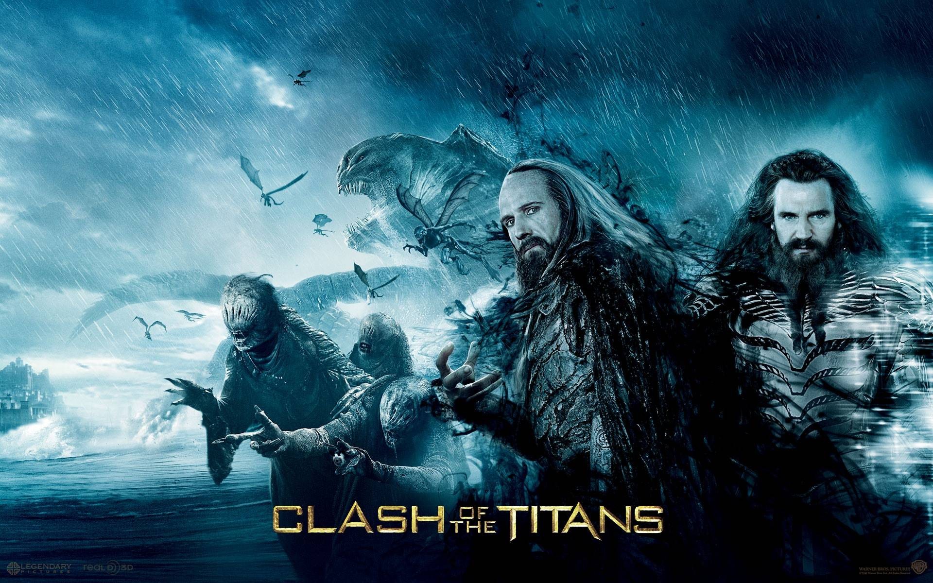 monster, movie, clash of the titans (2010), beast, bird, clash of the titans, rain, sea, storm, water phone wallpaper