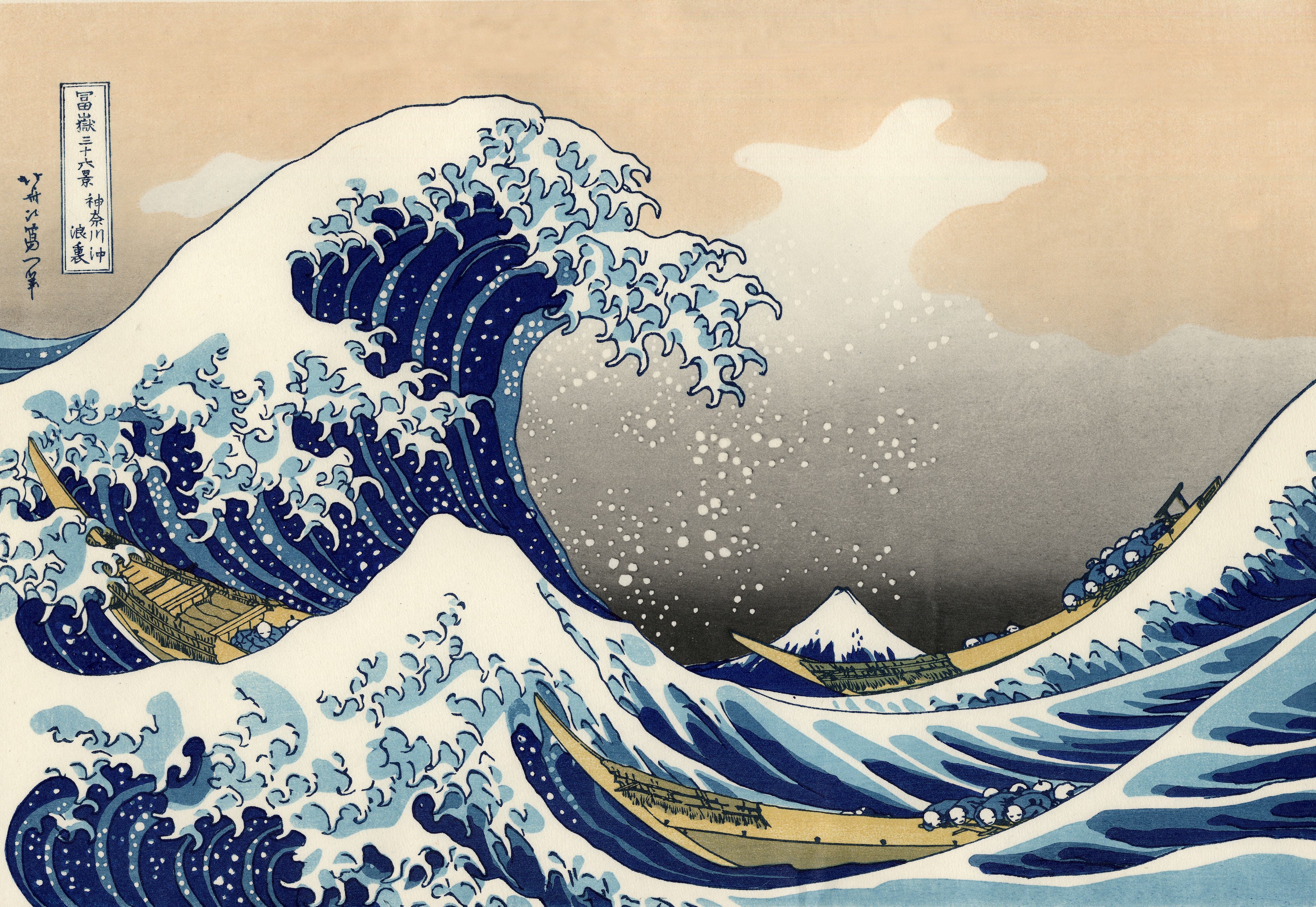 wave, the great wave off kanagawa, artistic phone wallpaper