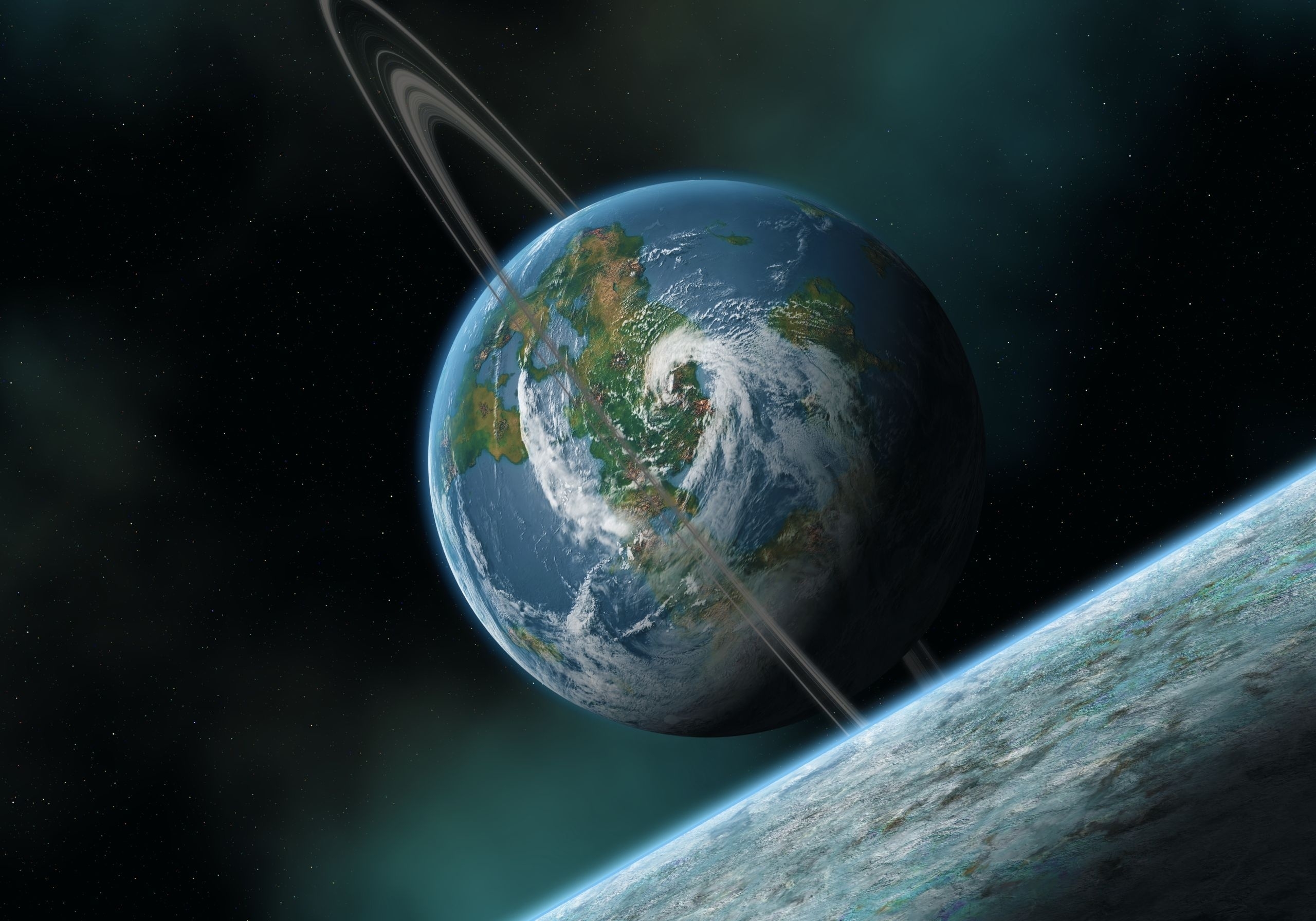 Laden Sie das Universum, Land, Erde, Ring, Satelliten, Satellit, Zyklon-Bild kostenlos auf Ihren PC-Desktop herunter