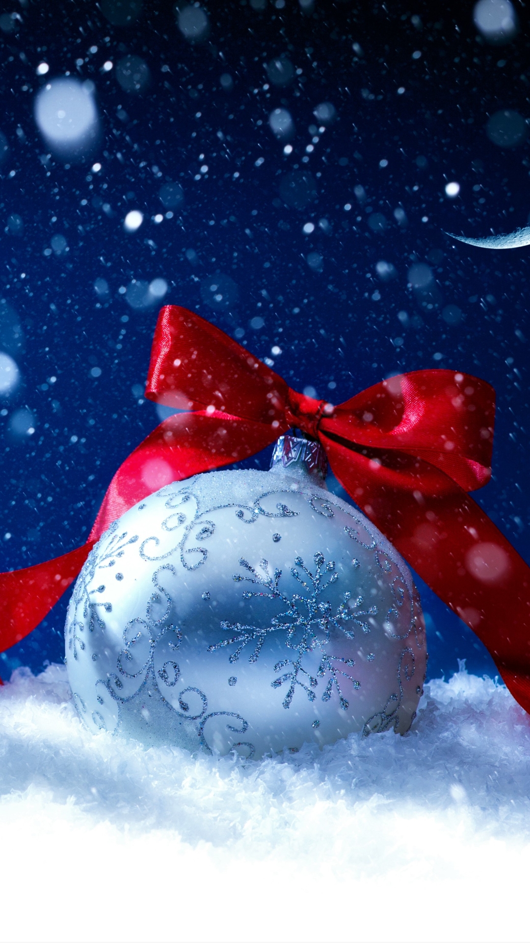 Phone Background christmas ornaments, holiday, snow, ribbon