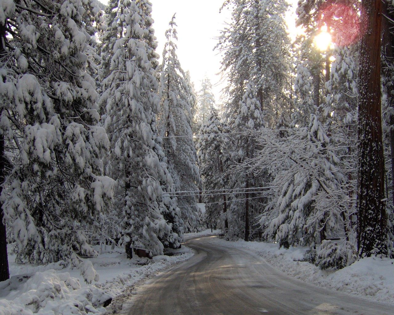 UHD wallpaper snow, road, nature, winter