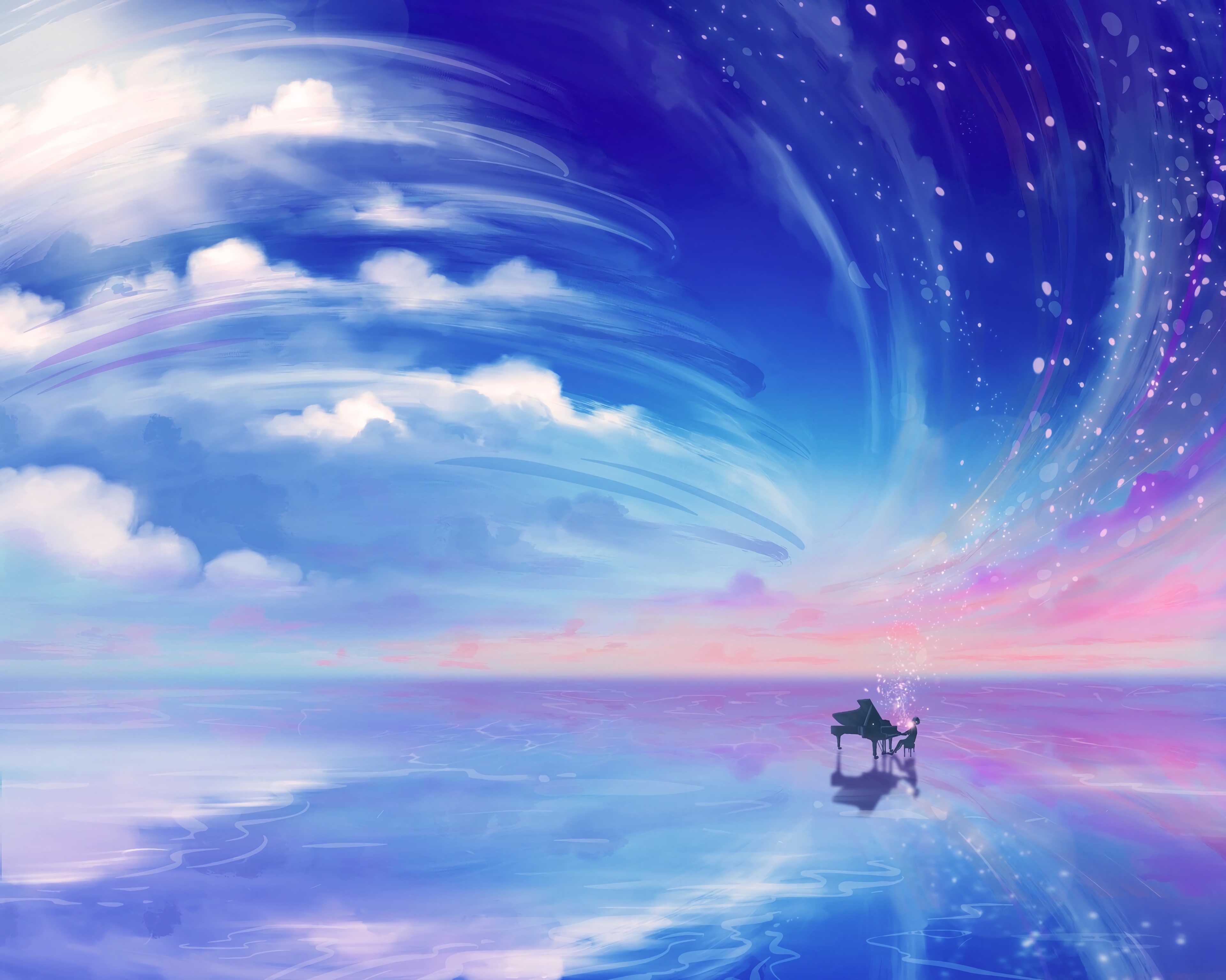 57145 download wallpaper art, clouds, piano, musician, pianist screensavers and pictures for free
