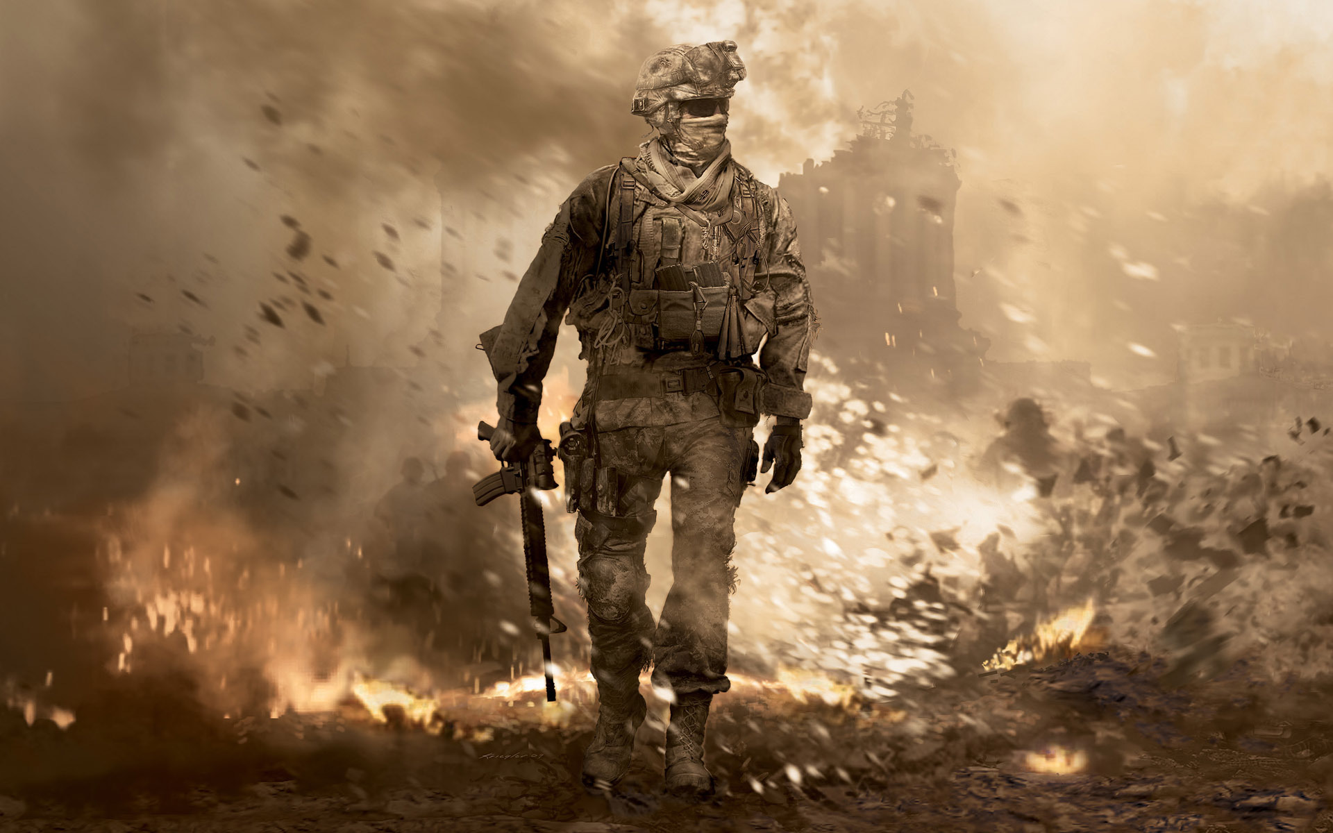 modern warfare 2, men, games, orange High Definition image