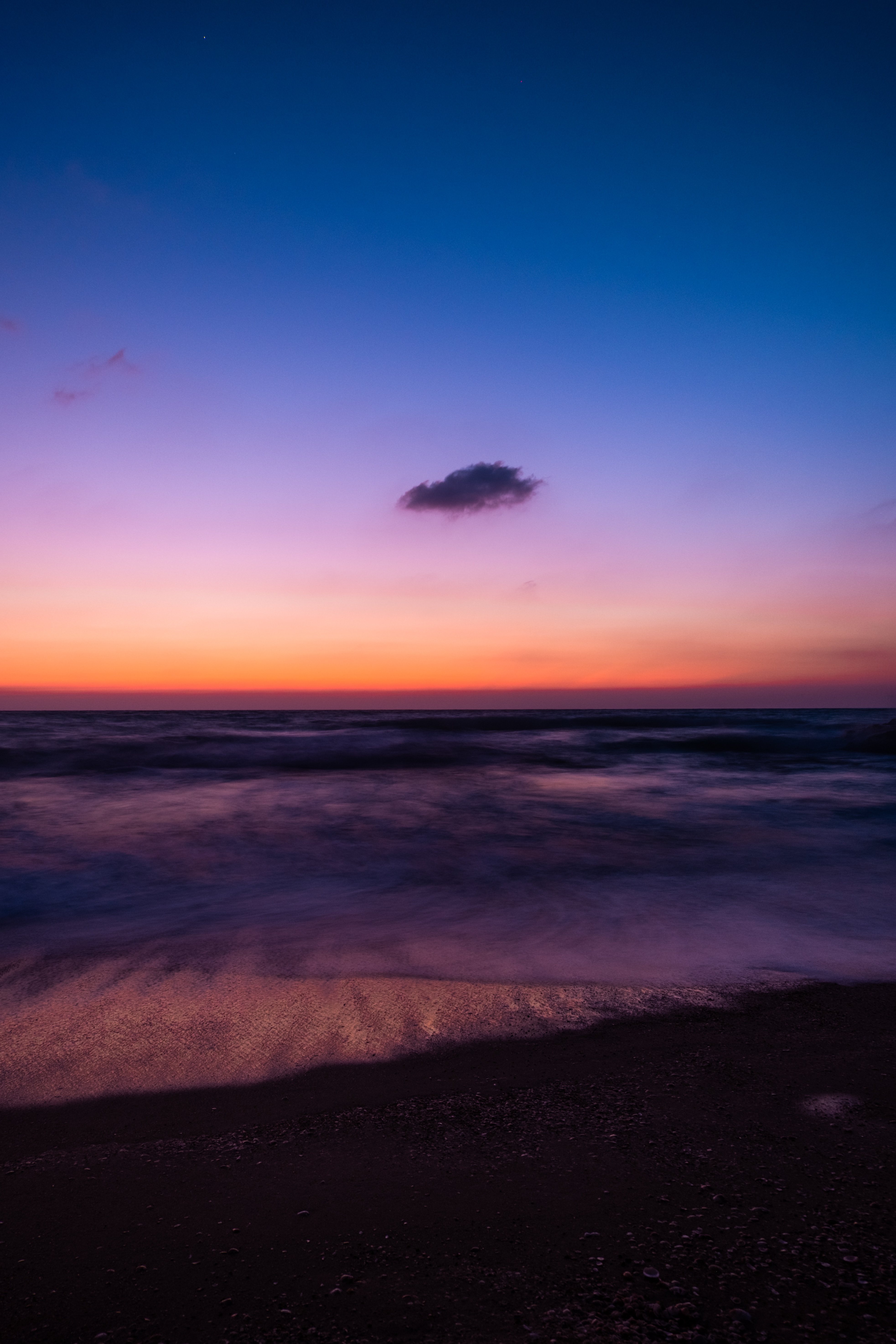 horizon, sea, twilight, beach, dark, dusk Aesthetic wallpaper
