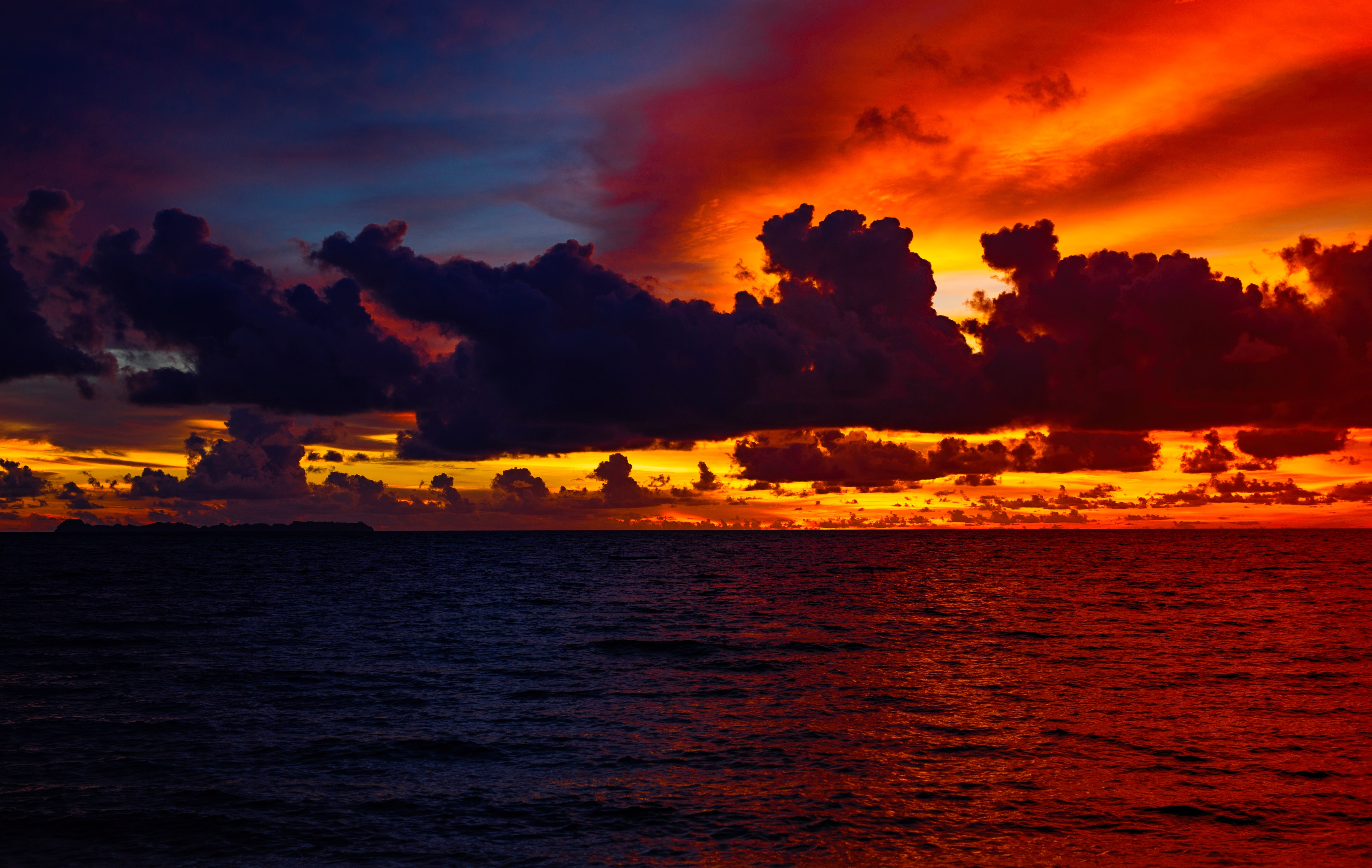 ocean, water, sunset, clouds, dark cellphone
