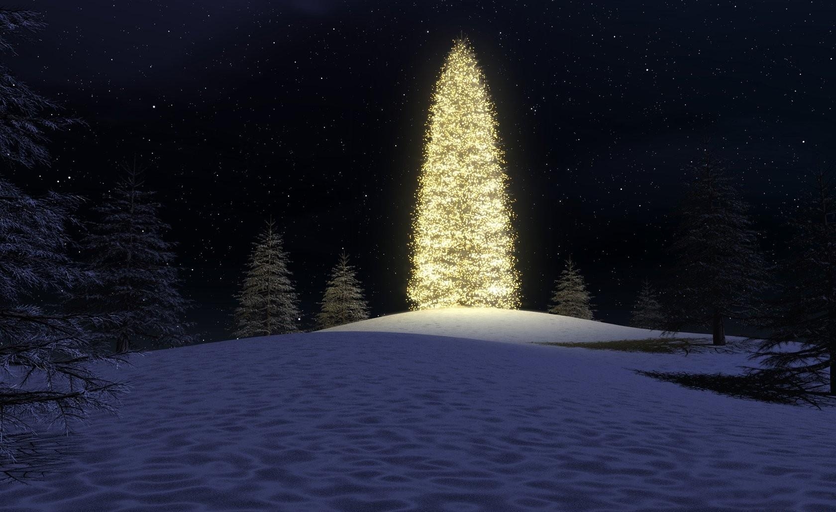52534 Hintergrundbild herunterladen feiertage, sky, sterne, schnee, wald, weihnachtsbaum, garland, girlanden - Bildschirmschoner und Bilder kostenlos