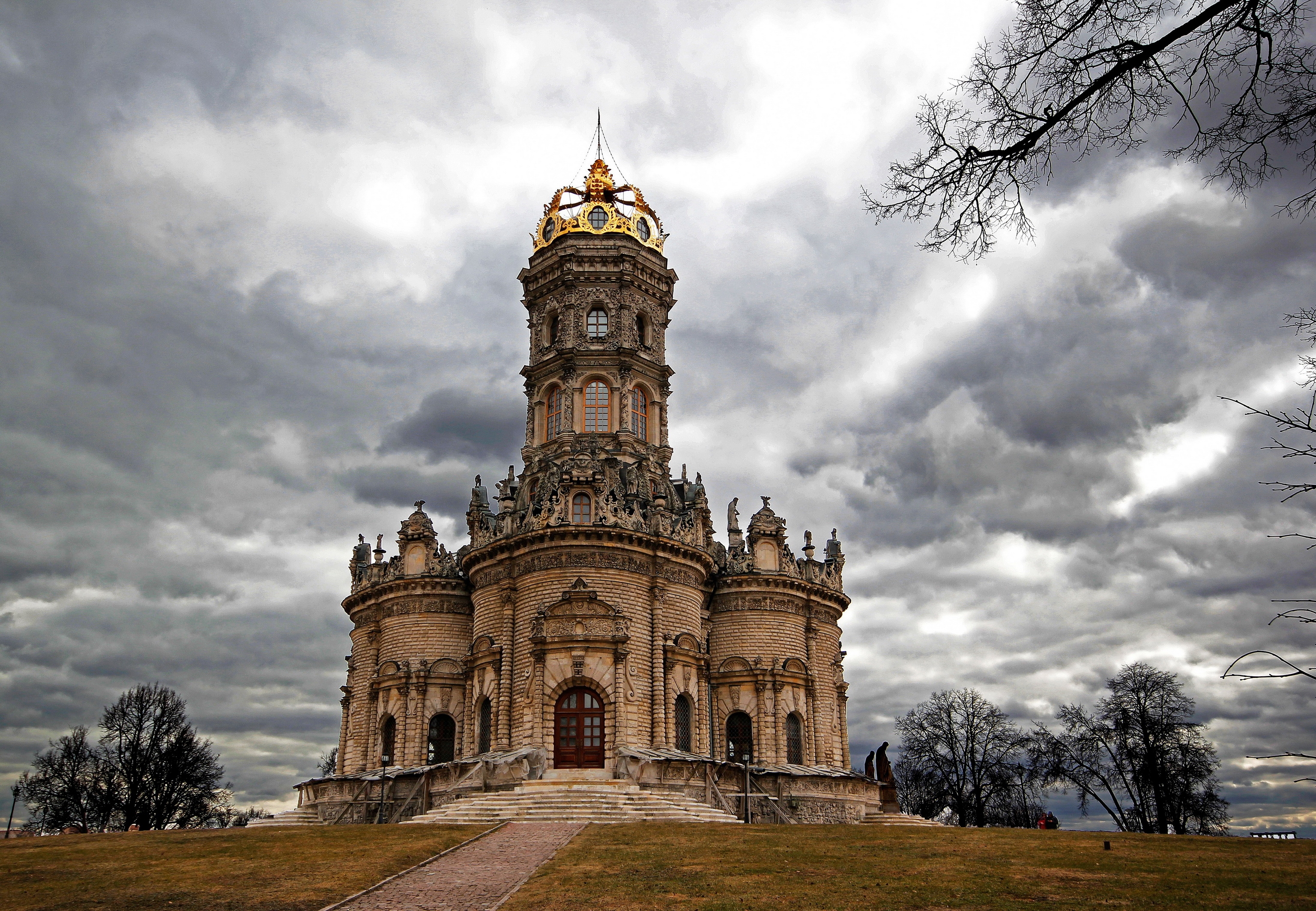 Wallpaper for mobile devices russia, clouds, church, podolsk
