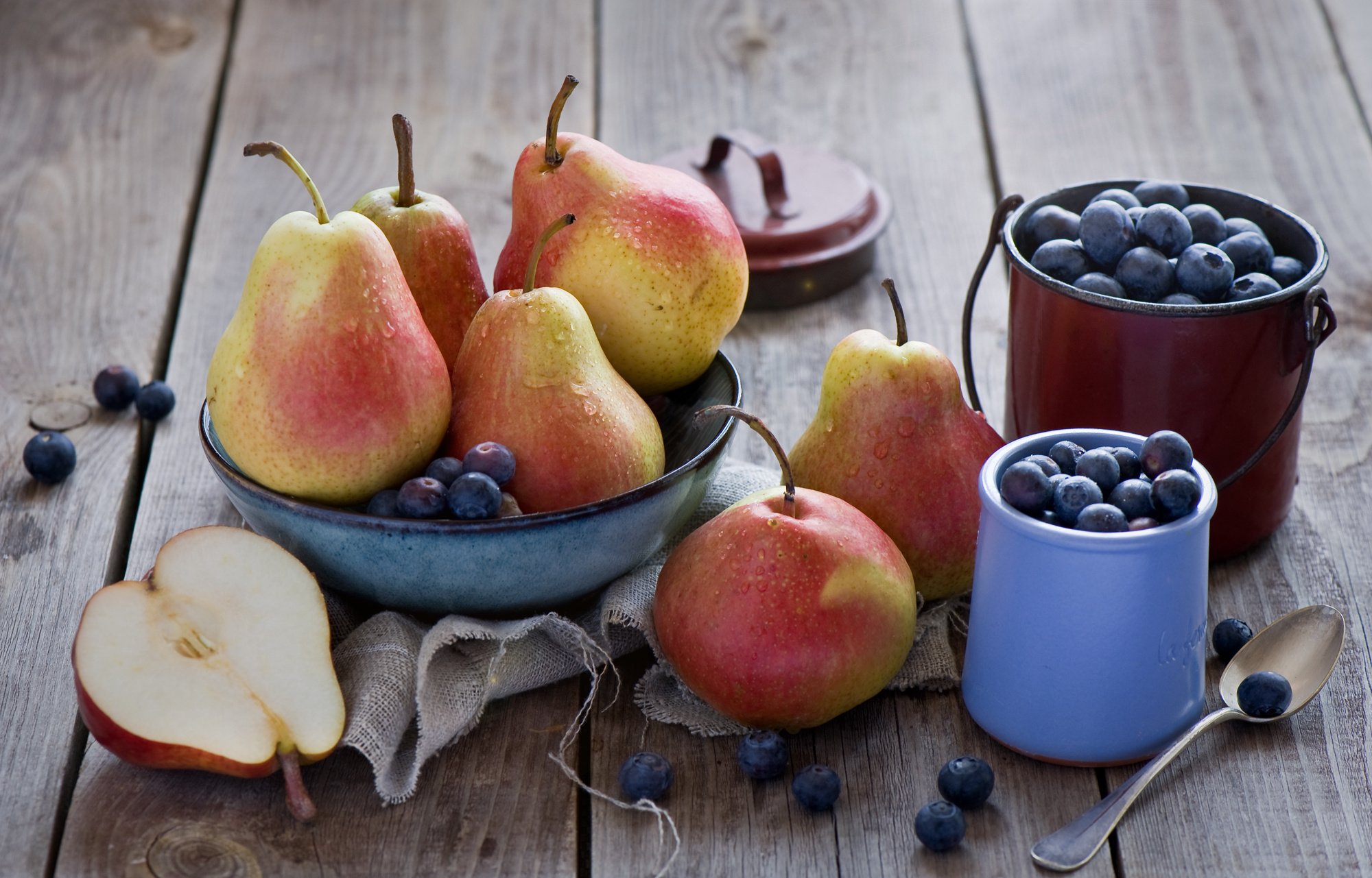 food, fruits, tablewares, pears, blueberry High Definition image