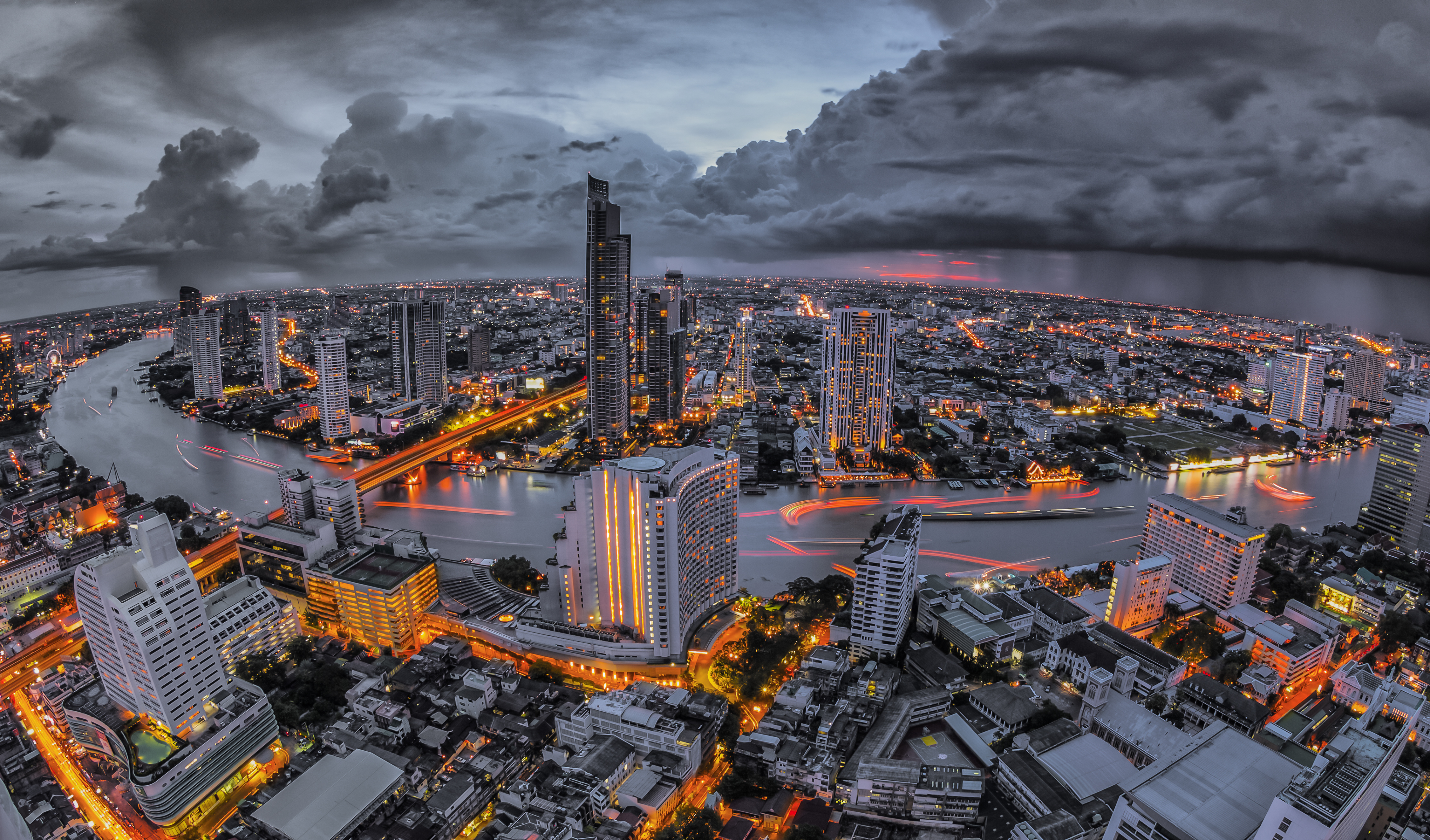 93368 скачать обои города, ночной город, мегаполис, бангкок, вид сверху, небоскребы - заставки и картинки бесплатно