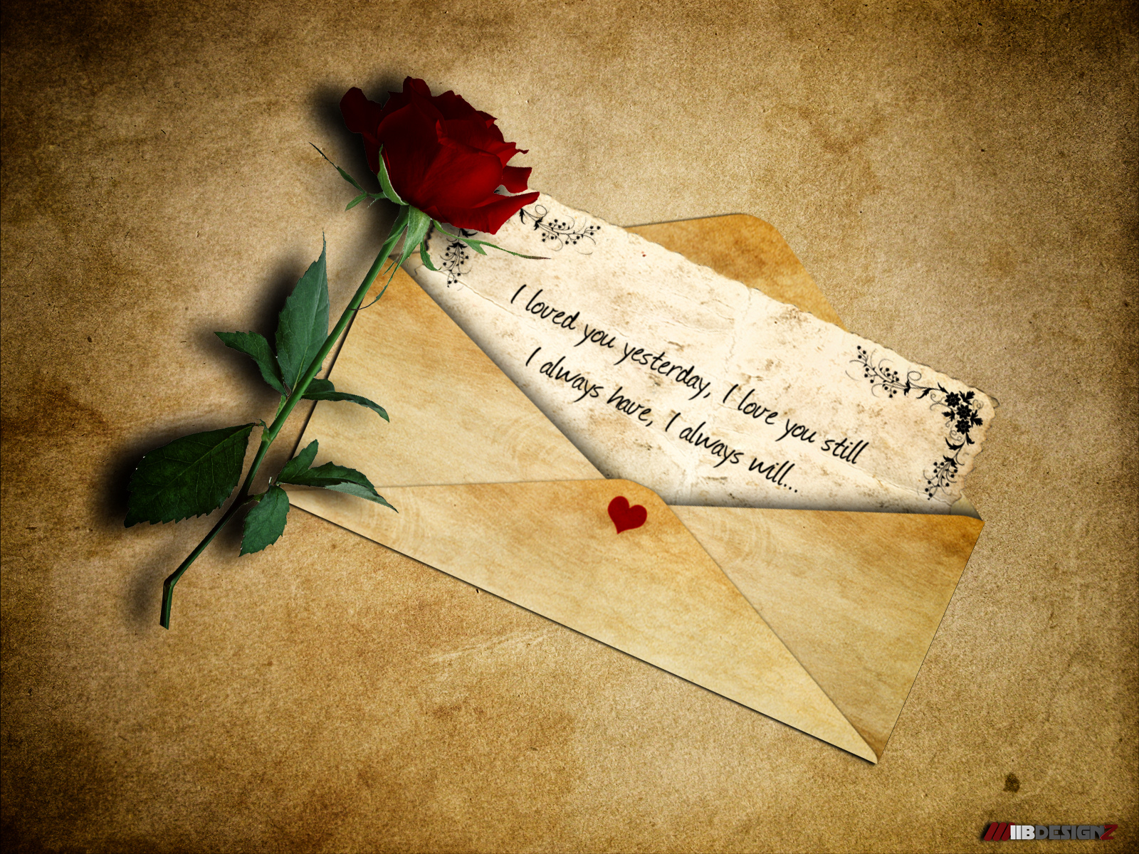 red rose, love, artistic, heart, letter 4K Ultra