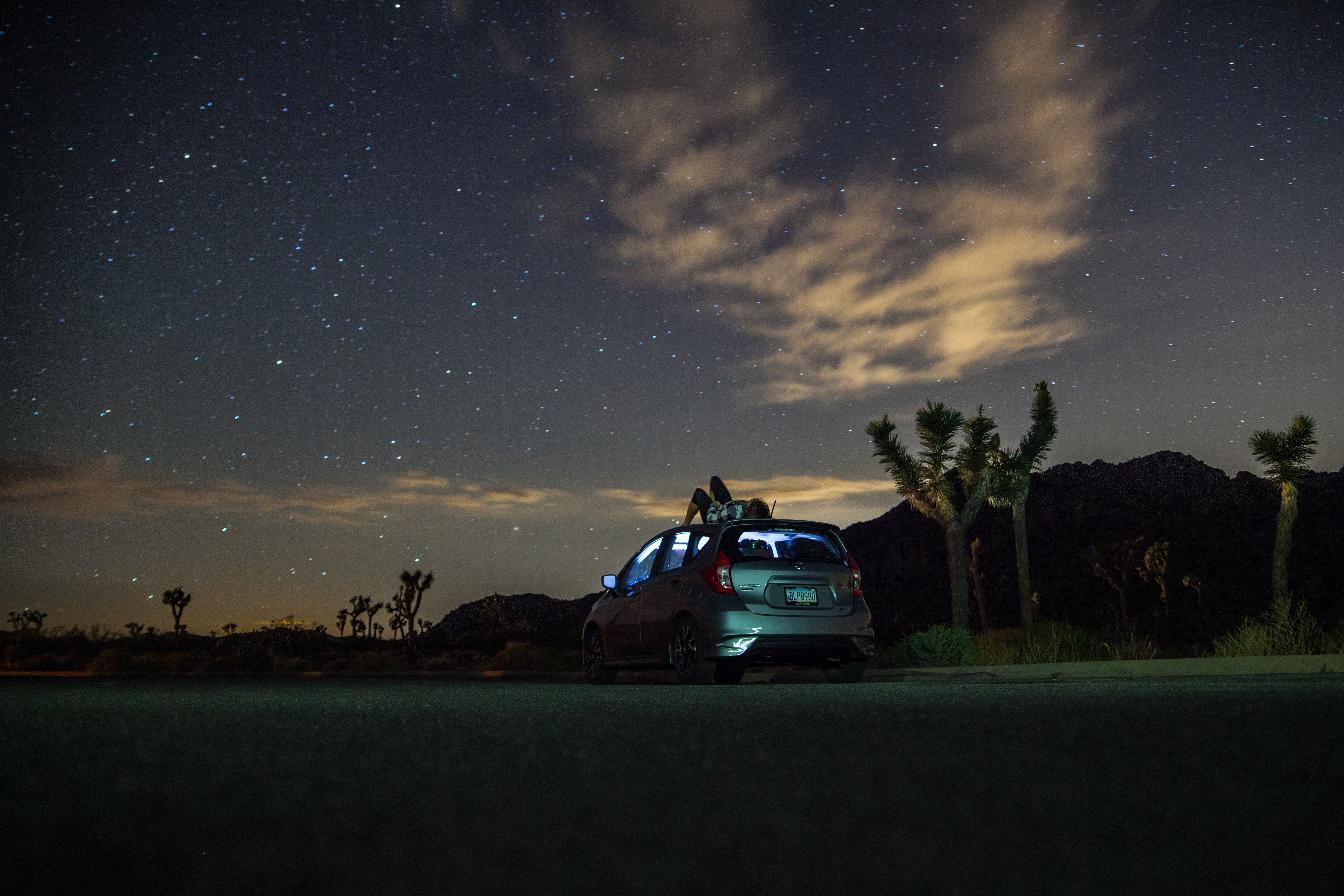loneliness, human, privacy, palms, cars, seclusion, car, starry sky, person 5K