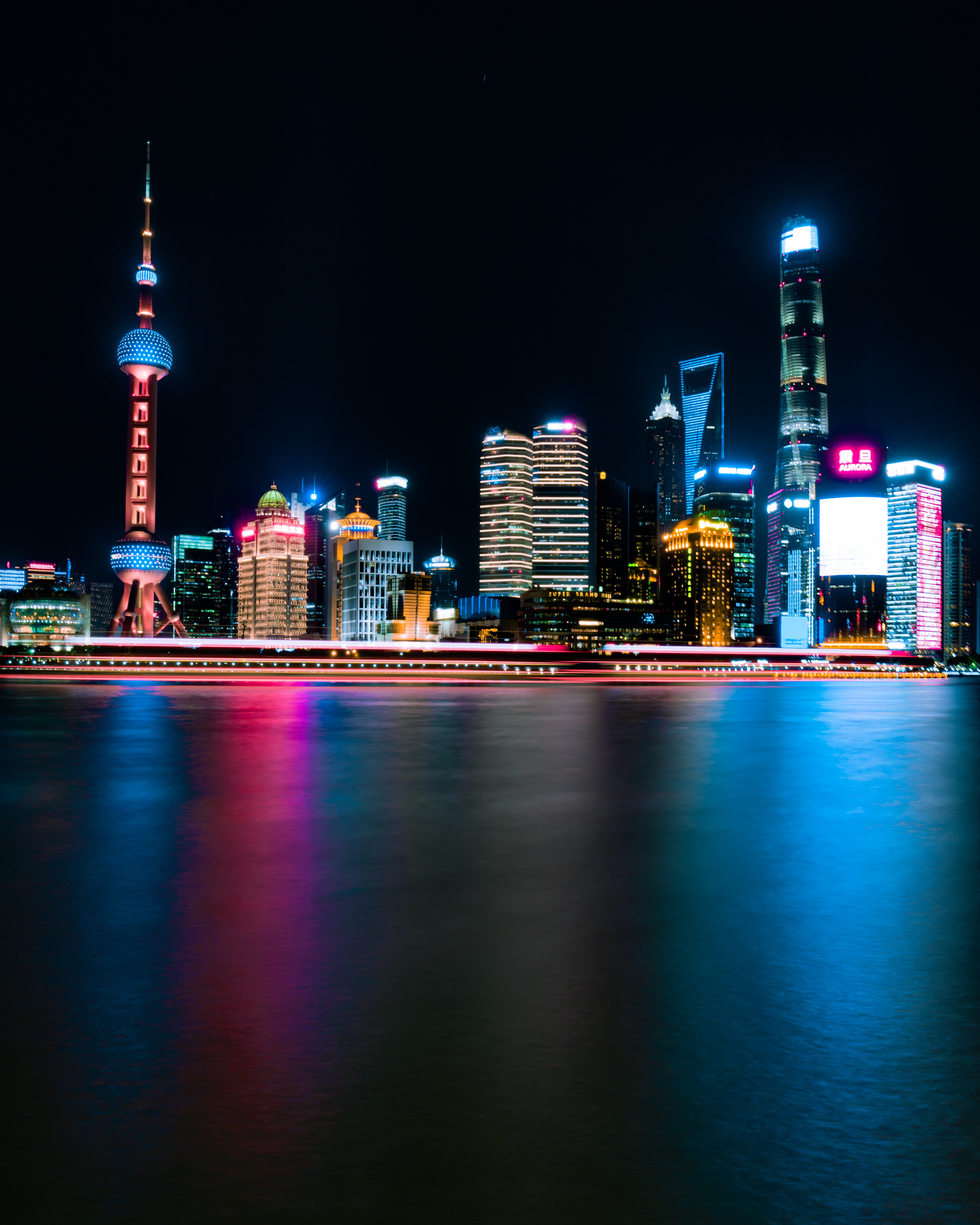 shanghai, night city, city lights, cities 4K iPhone