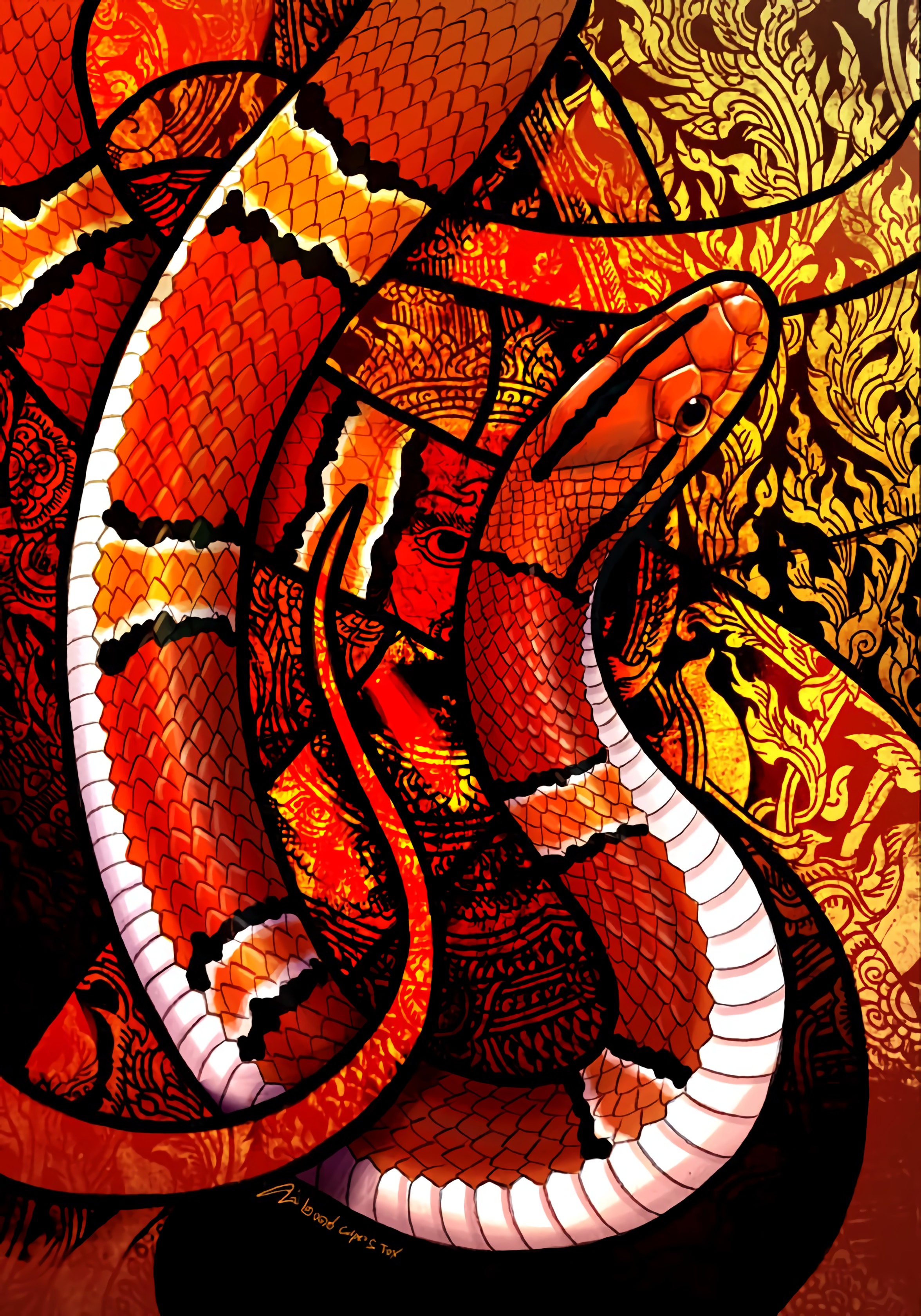 art, ornament, snake, pattern, scales, scale phone background