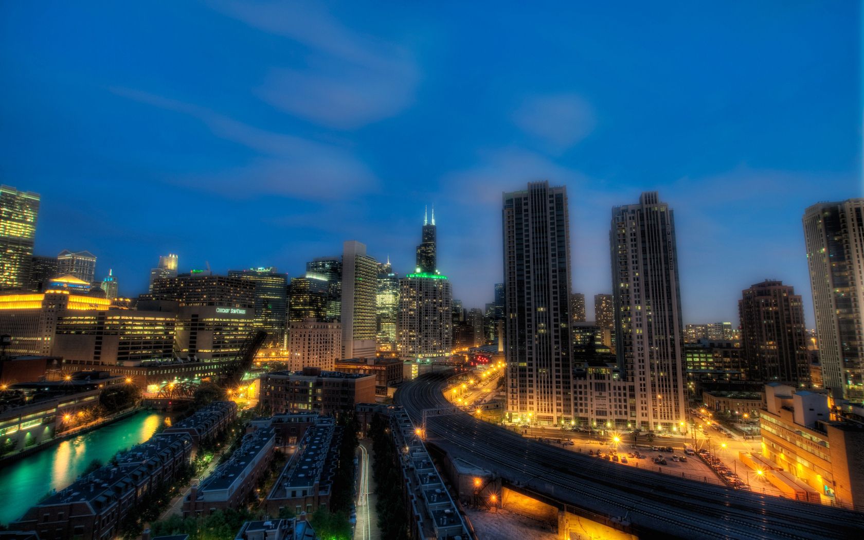 night, illinois, hdr, chicago 3d Wallpaper