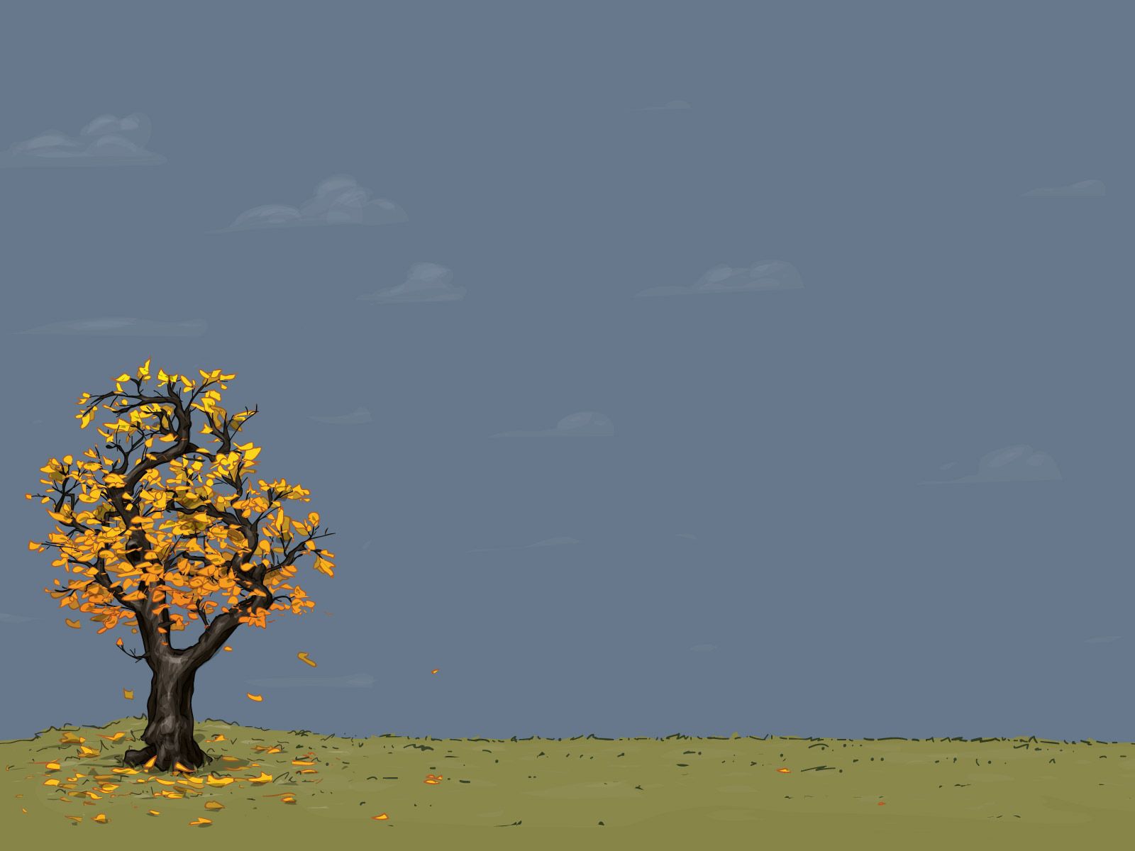 Vector wood, tree, drawing, autumn 4K Wallpaper