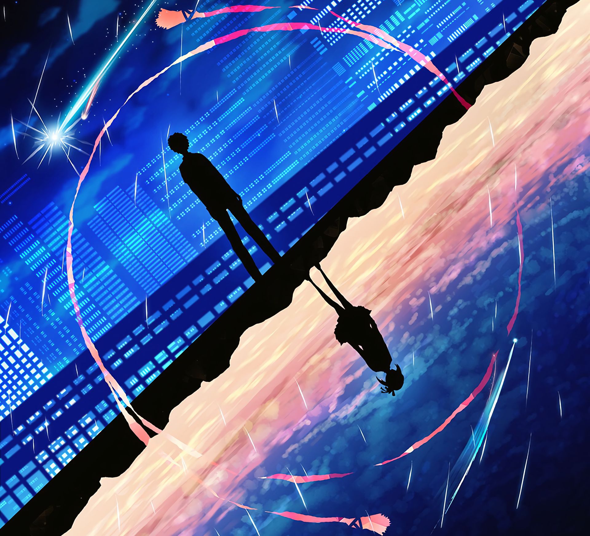 Desktop Backgrounds Comet taki tachibana, mitsuha miyamizu, anime, silhouette