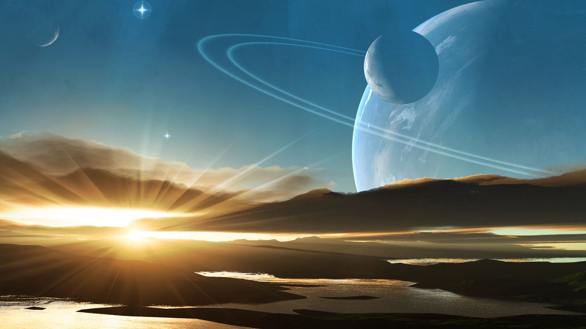 drawing, picture, planet, light Saturn HD Android Wallpapers