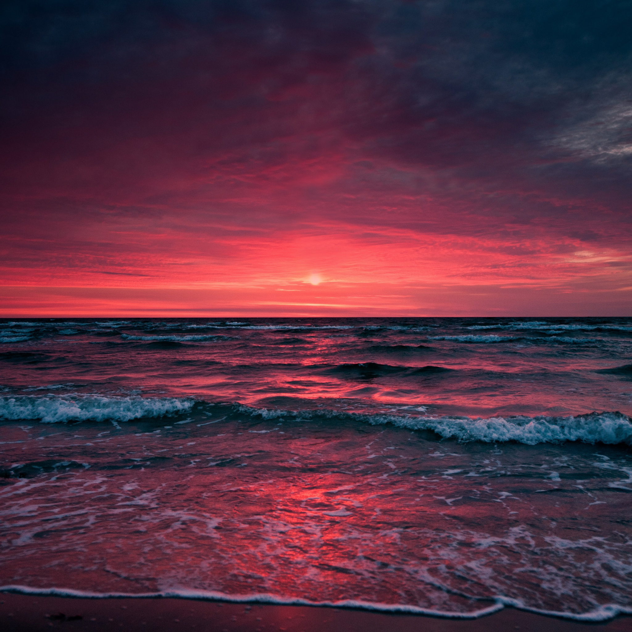 sea, nature, foam, surf, horizon, sky, ocean, sunset cell phone wallpapers