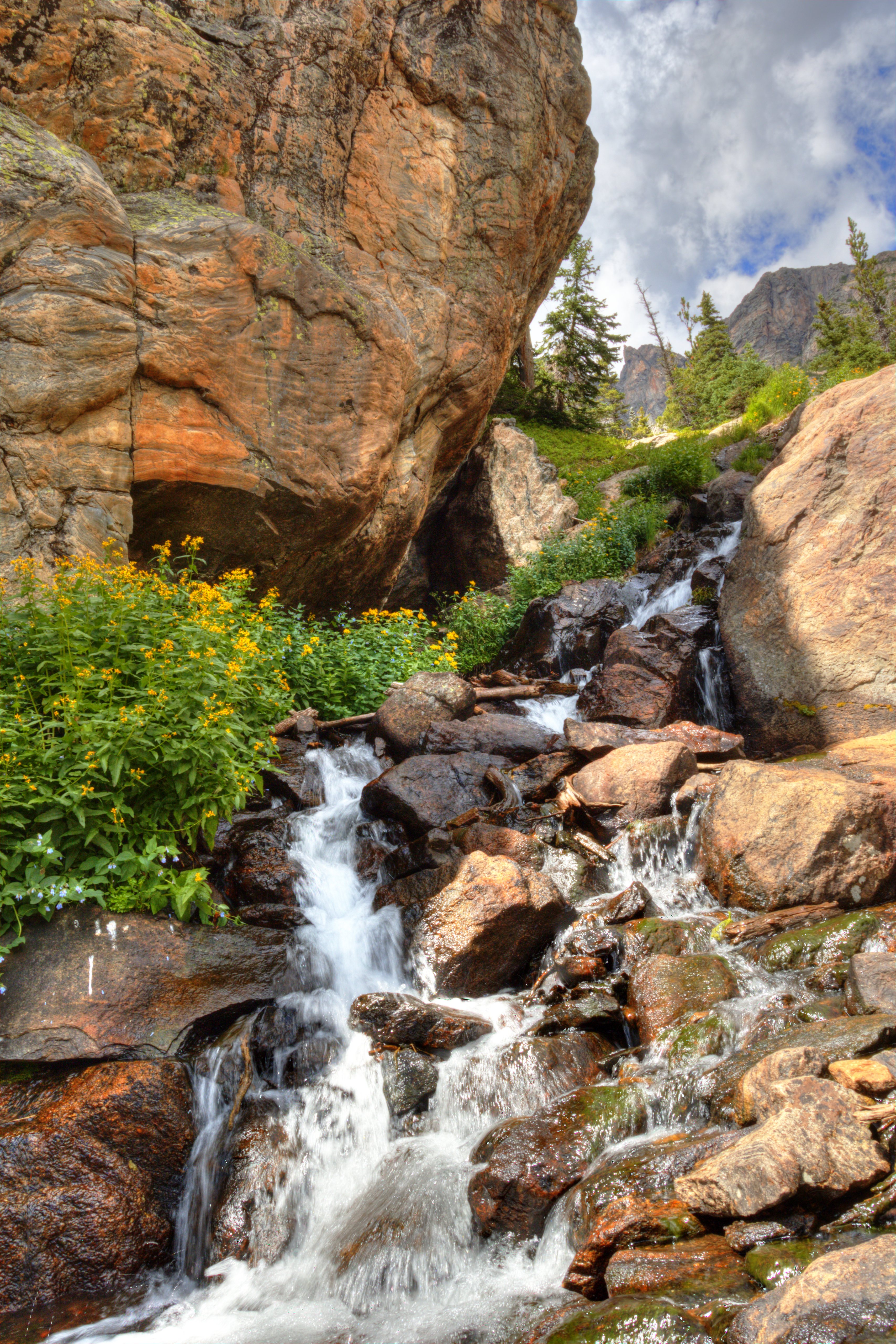 rocks, water, flow, nature, stones, waterfall, stream Smartphone Background