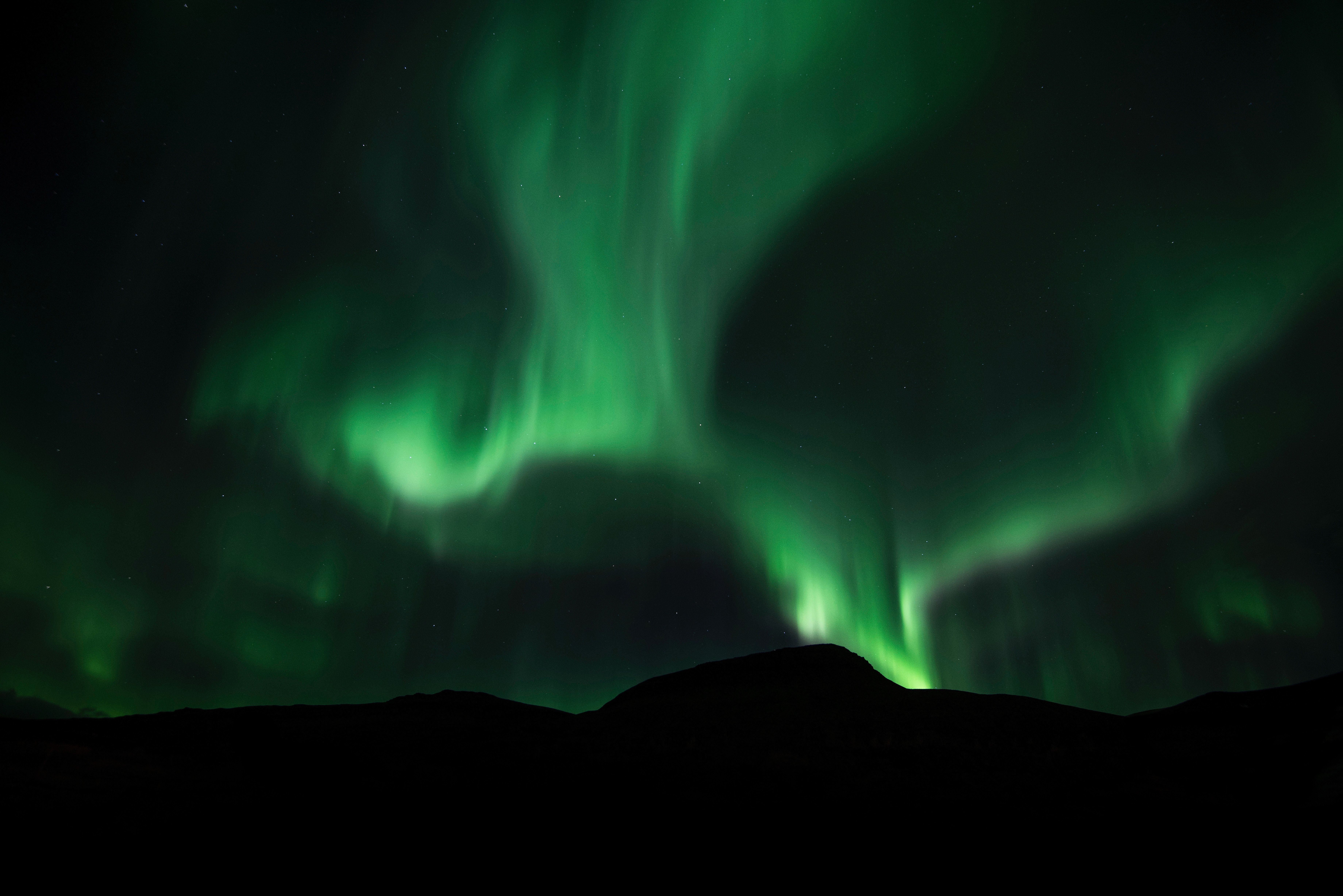 nature, sky, night, green, mountain, northern lights, aurora borealis, aurora