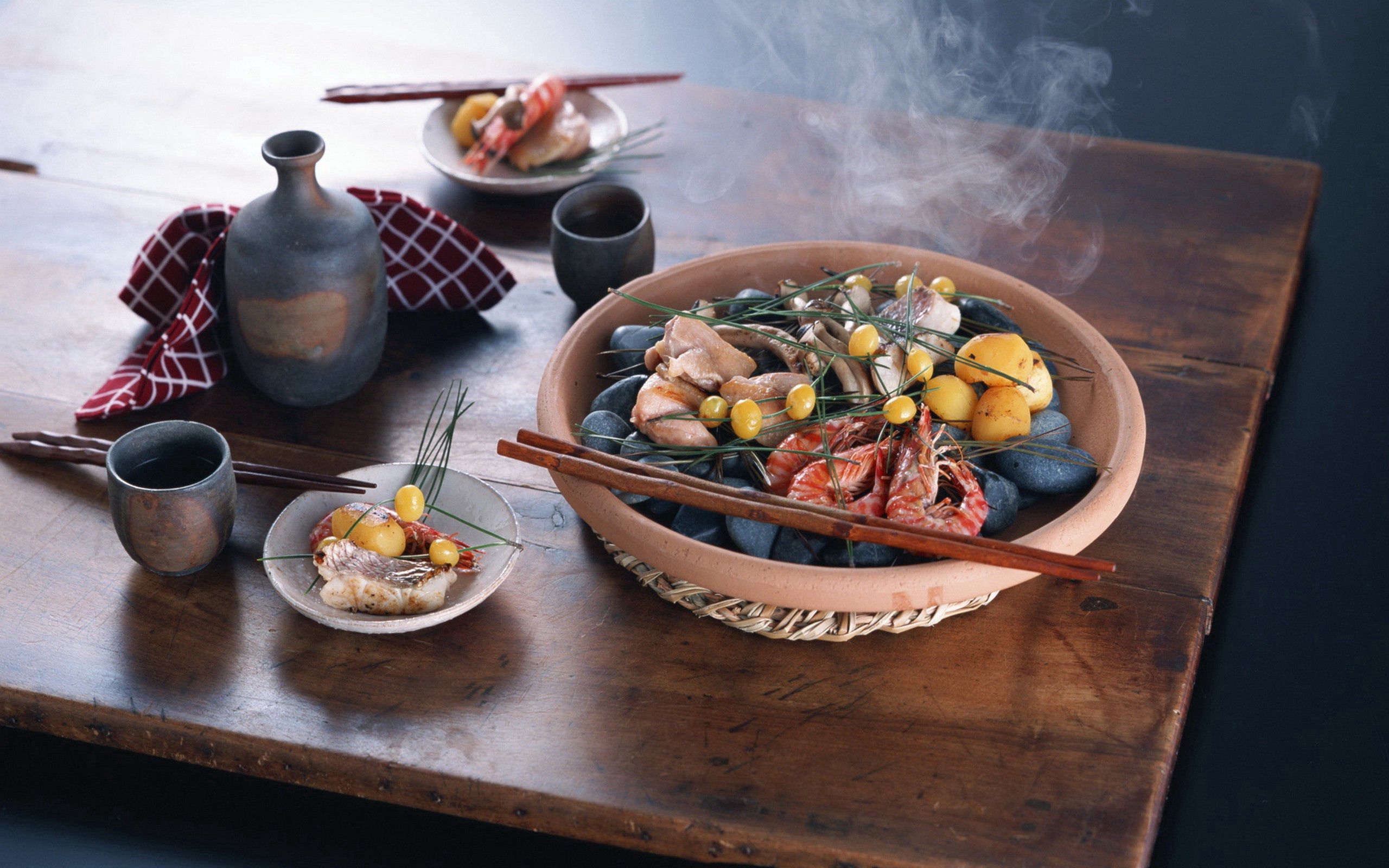 food, shrimp, vegetables, seafood Tablewares Tablet Wallpapers
