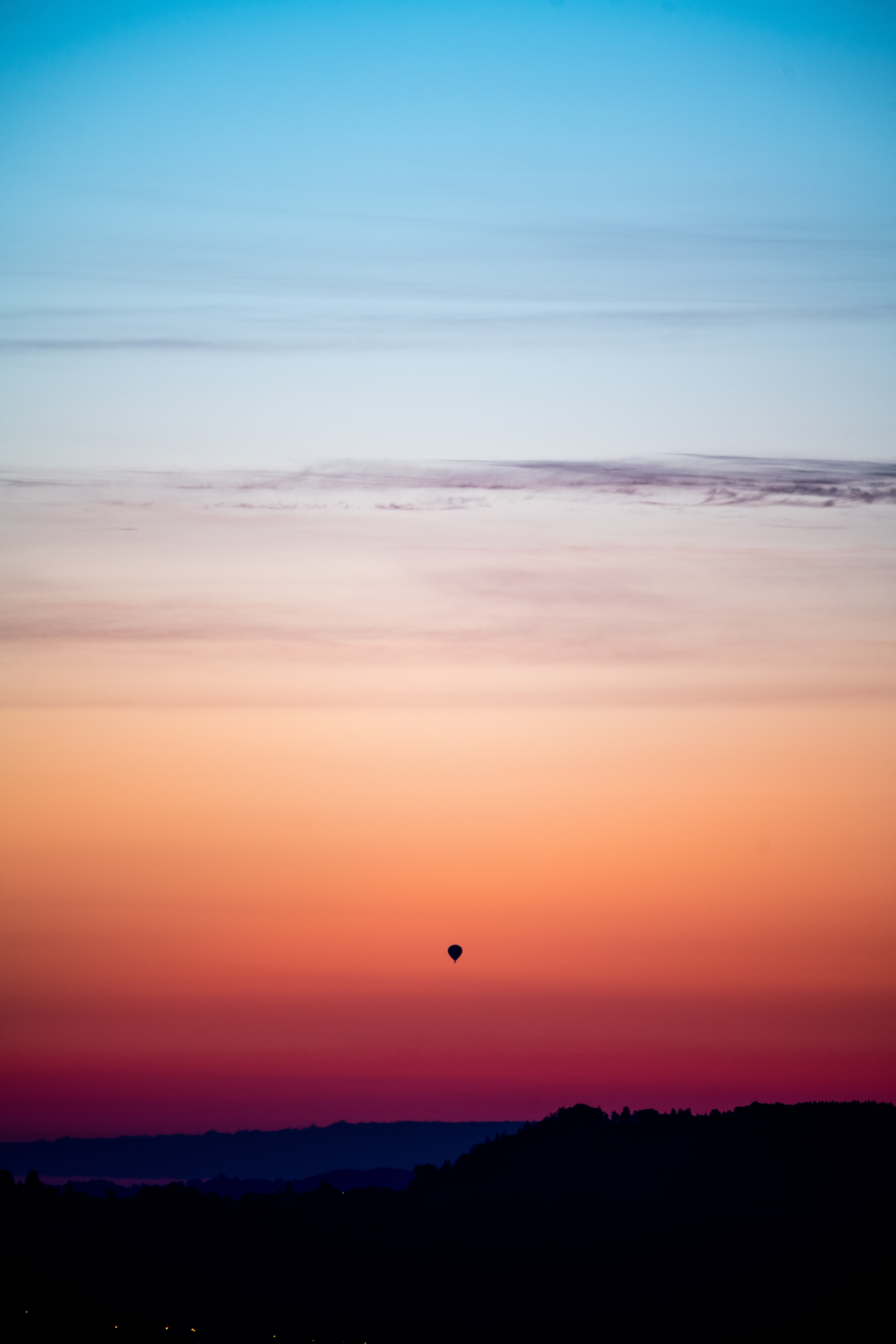 75397 Hintergrundbild herunterladen sunset, sky, dunkel, dämmerung, twilight, luftballon, ballon - Bildschirmschoner und Bilder kostenlos