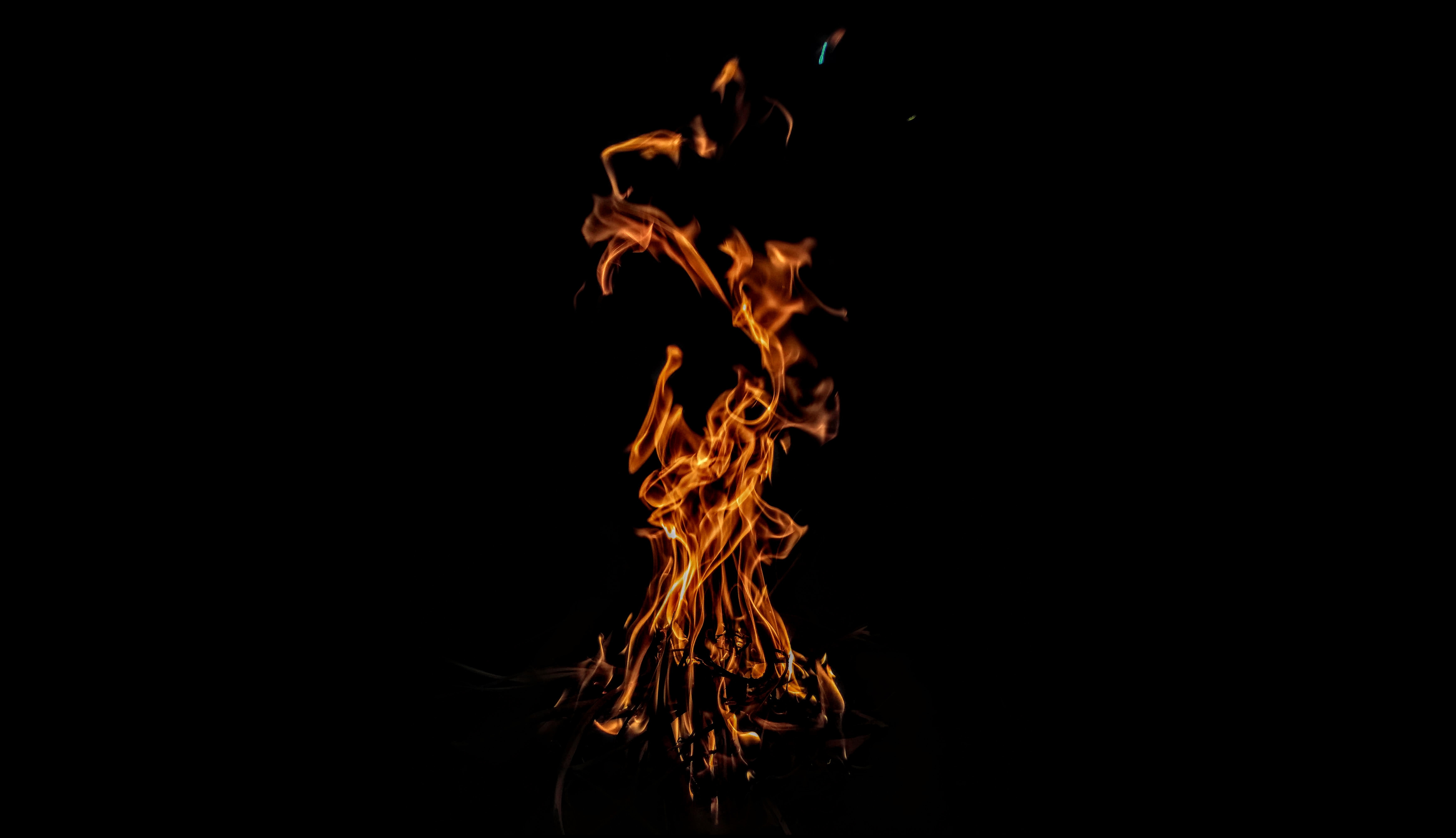 fire, bonfire, dark, flame, to burn, burn 4K